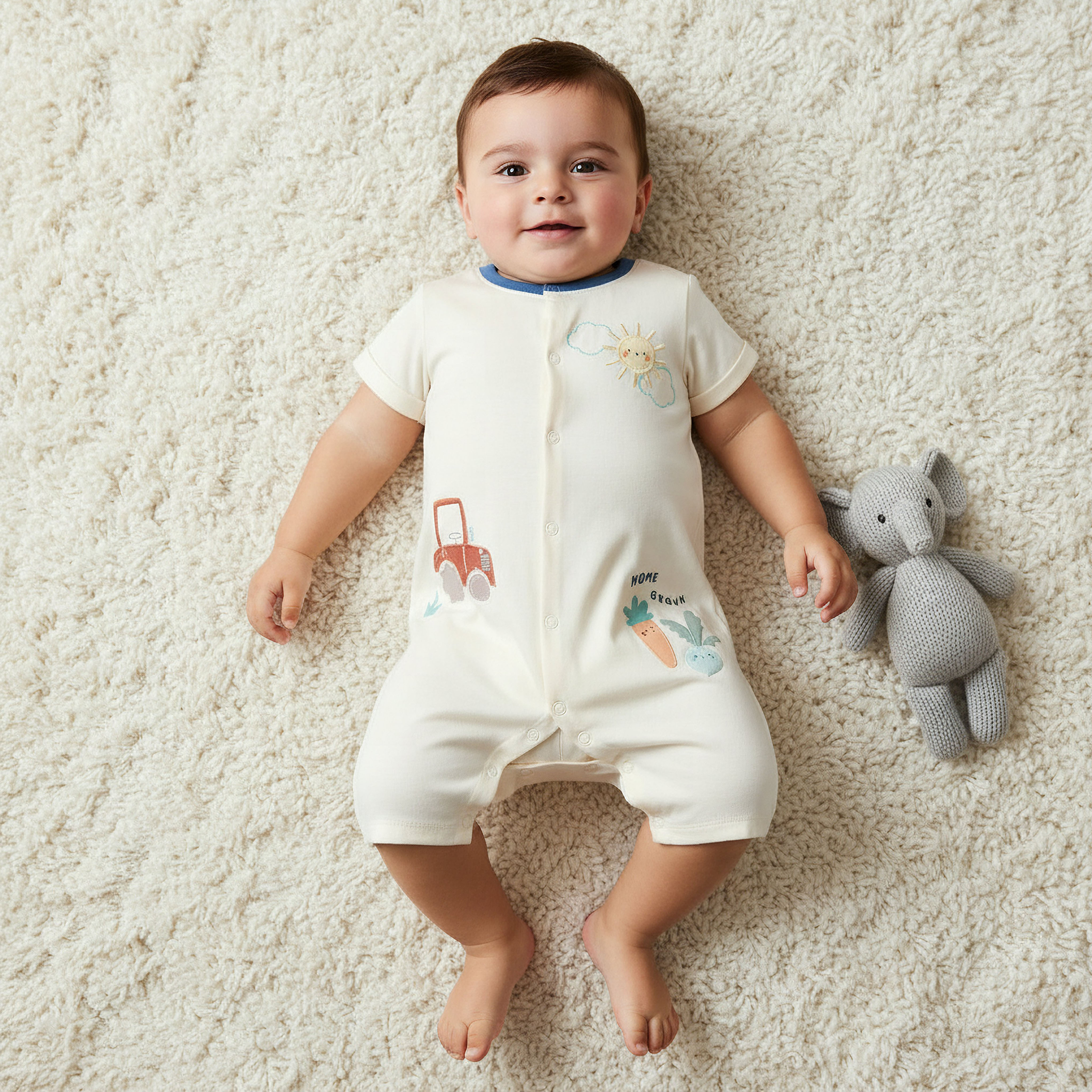 Pack of 2 Juniors Crew Neck Short Sleeves Romper with Fun Print-baby-boys-clothing-rompers-image-2