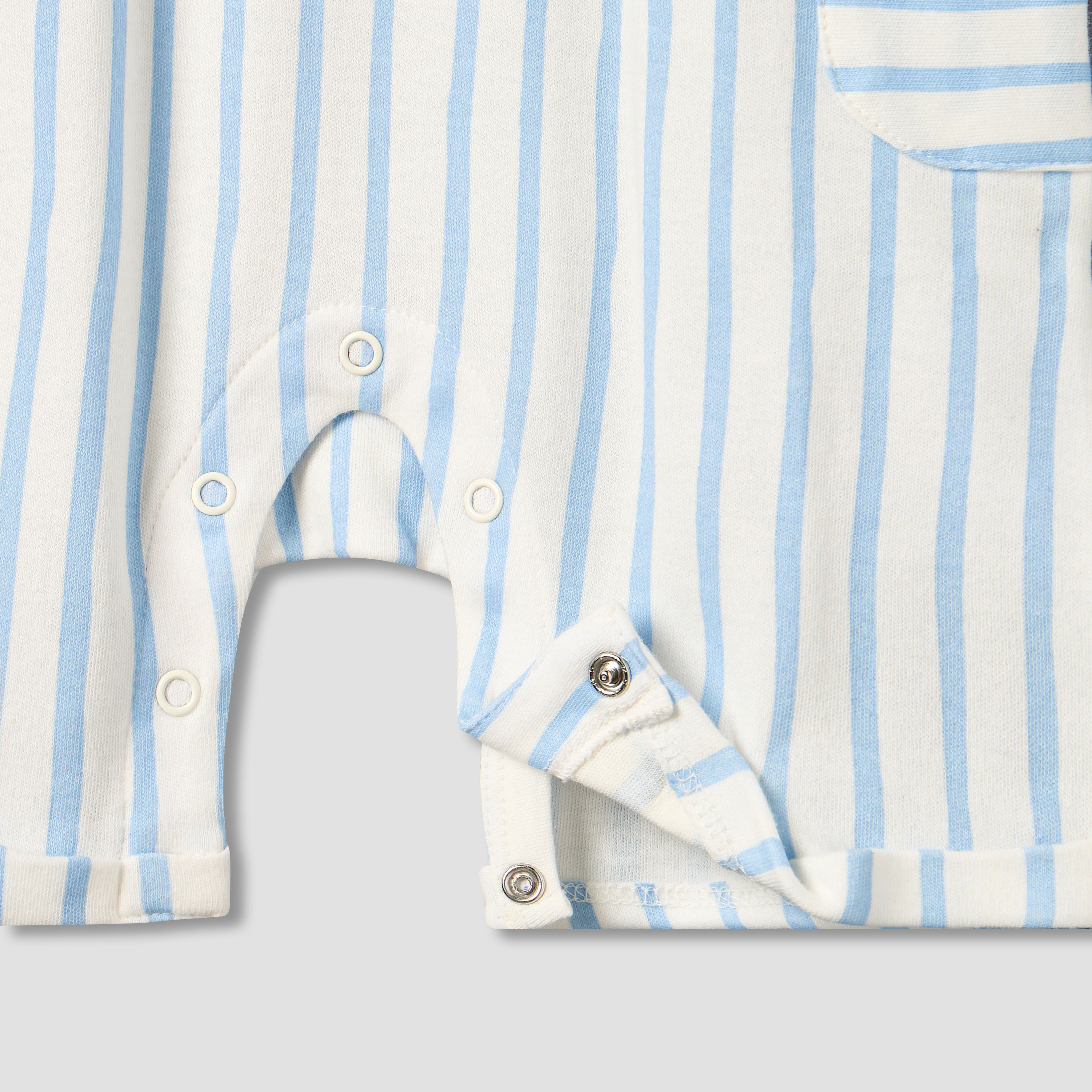Juniors Crew Neck Short Sleeves Romper with Striped Lion Applique-baby-boys-clothing-rompers-image-5