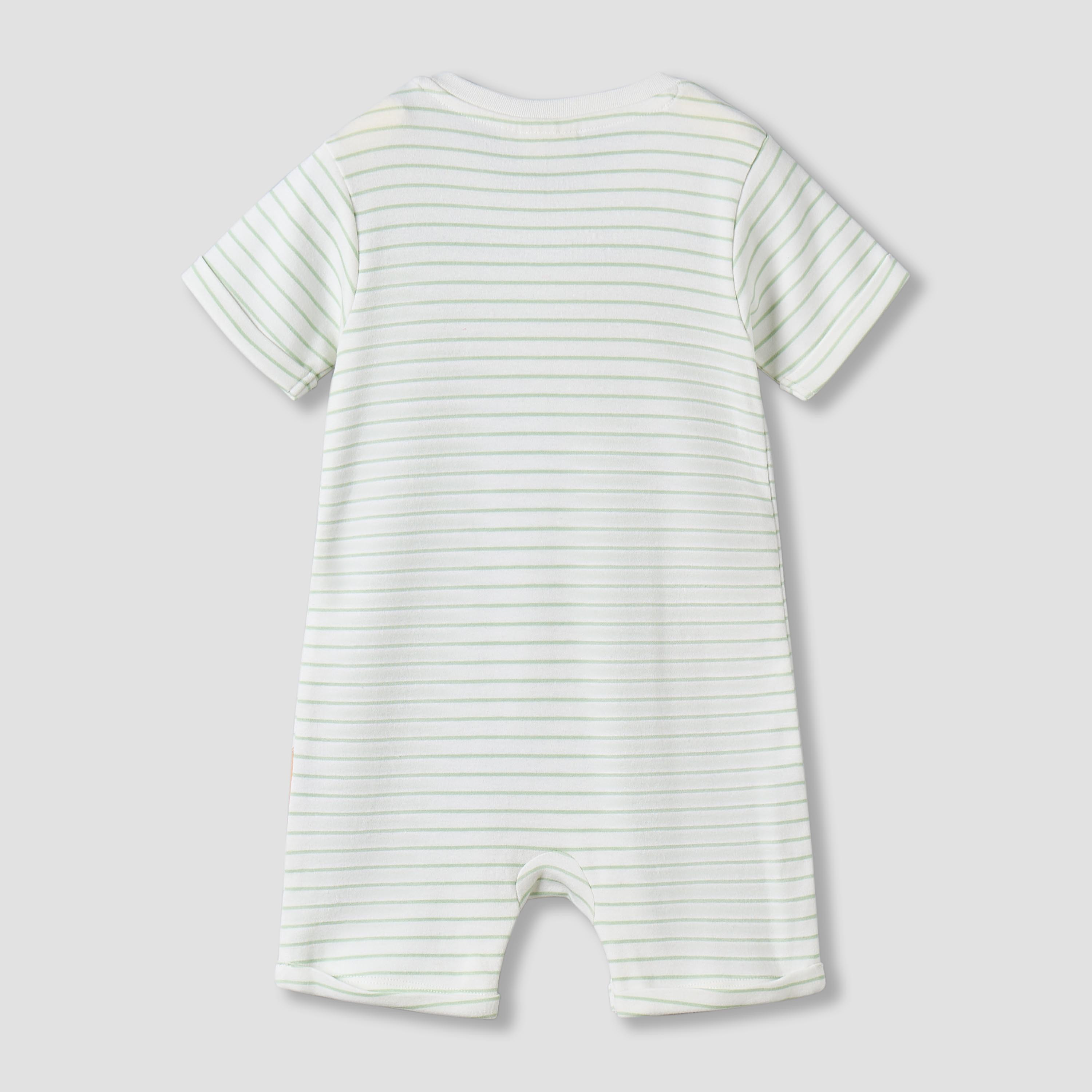 Juniors Short Sleeves Romper with Striped Animal Applique-baby-boys-clothing-rompers-image-2