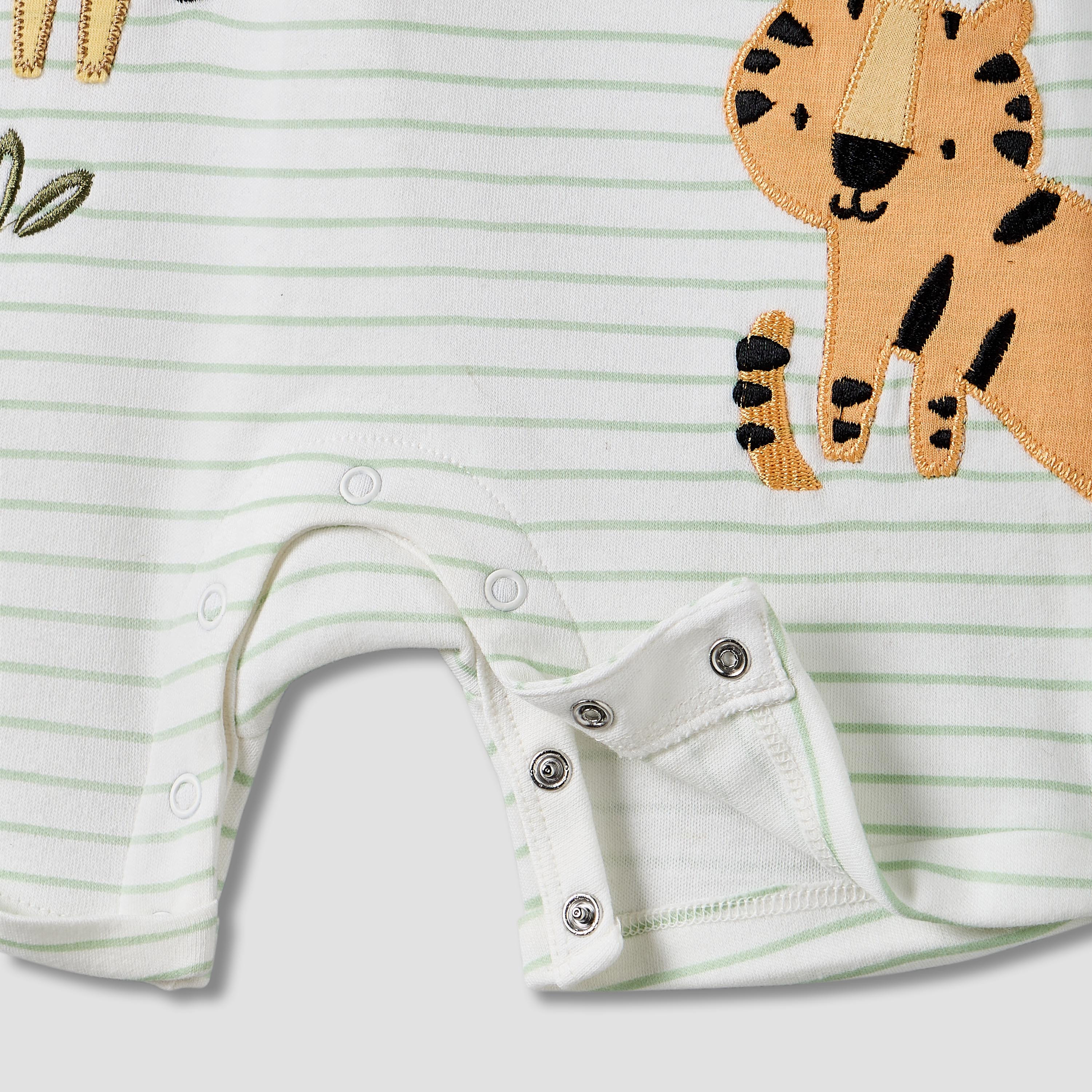 Juniors Short Sleeves Romper with Striped Animal Applique-baby-boys-clothing-rompers-image-4