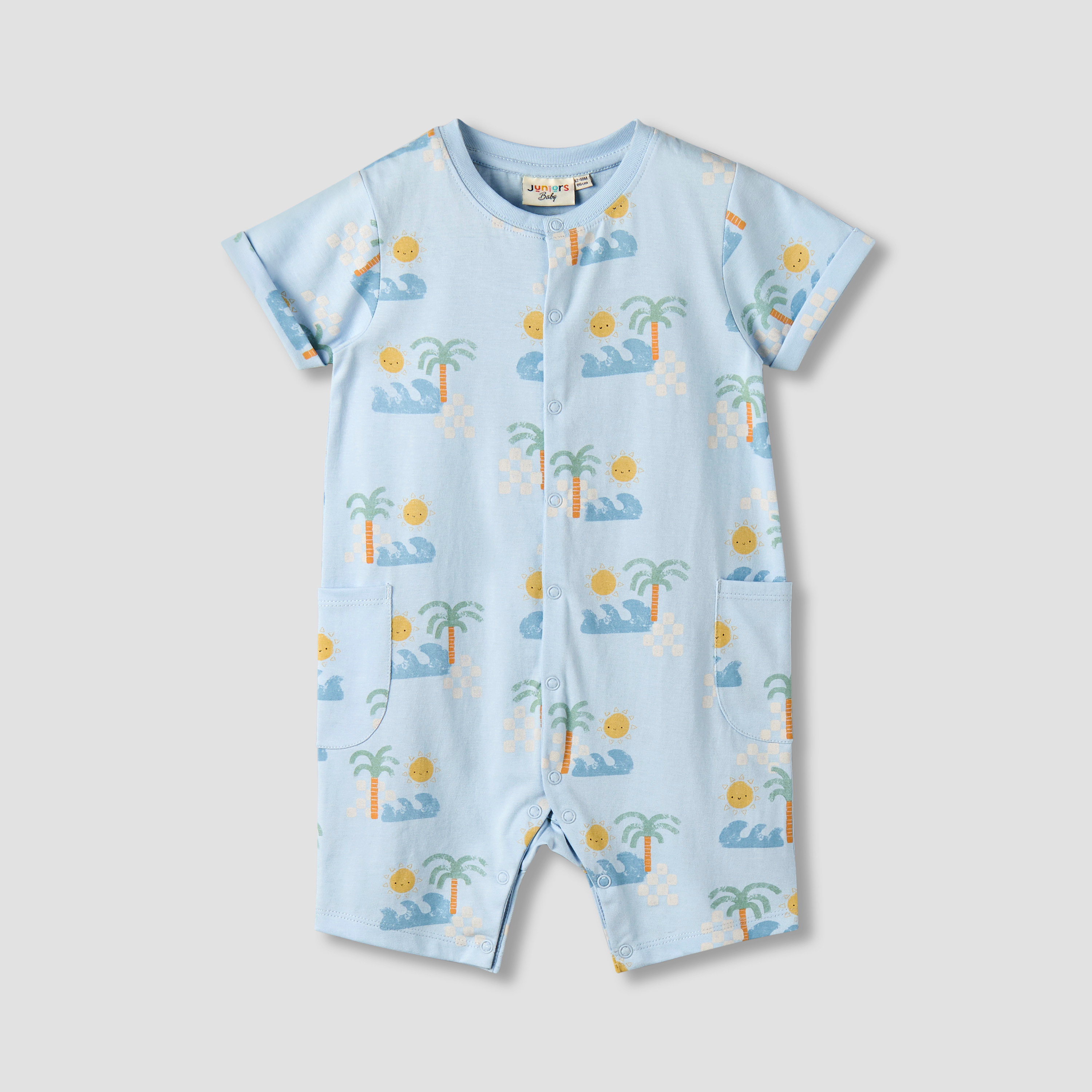 Pack of 2 Juniors Crew Neck Short Sleeves Romper with Snap Button Closure-baby-boys-clothing-rompers-image-3