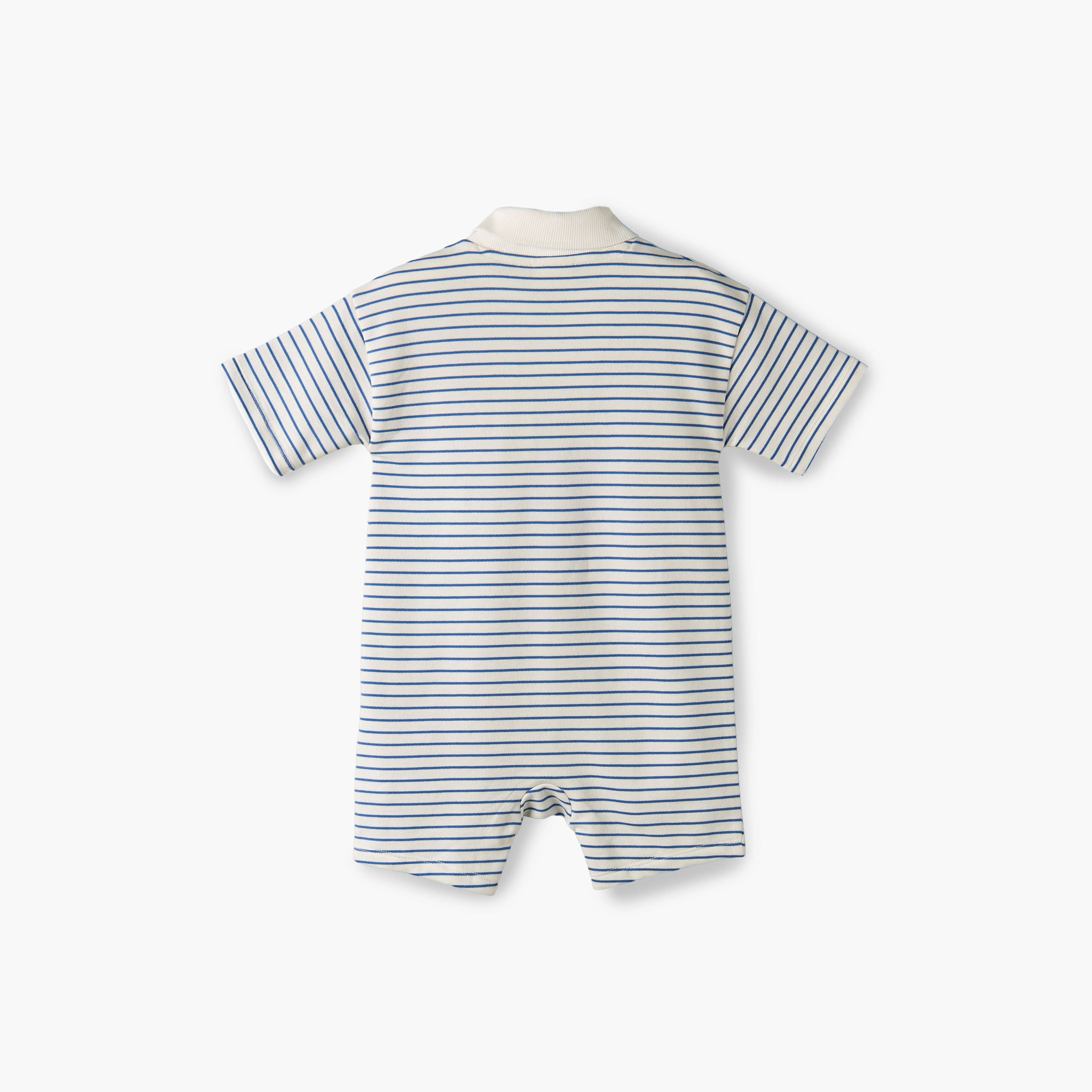 طقم أفرول بياقة قميص وأكمام قصيرة مع تطريز قطعتين من جونيورز-baby-boys-clothing-rompers-image-6