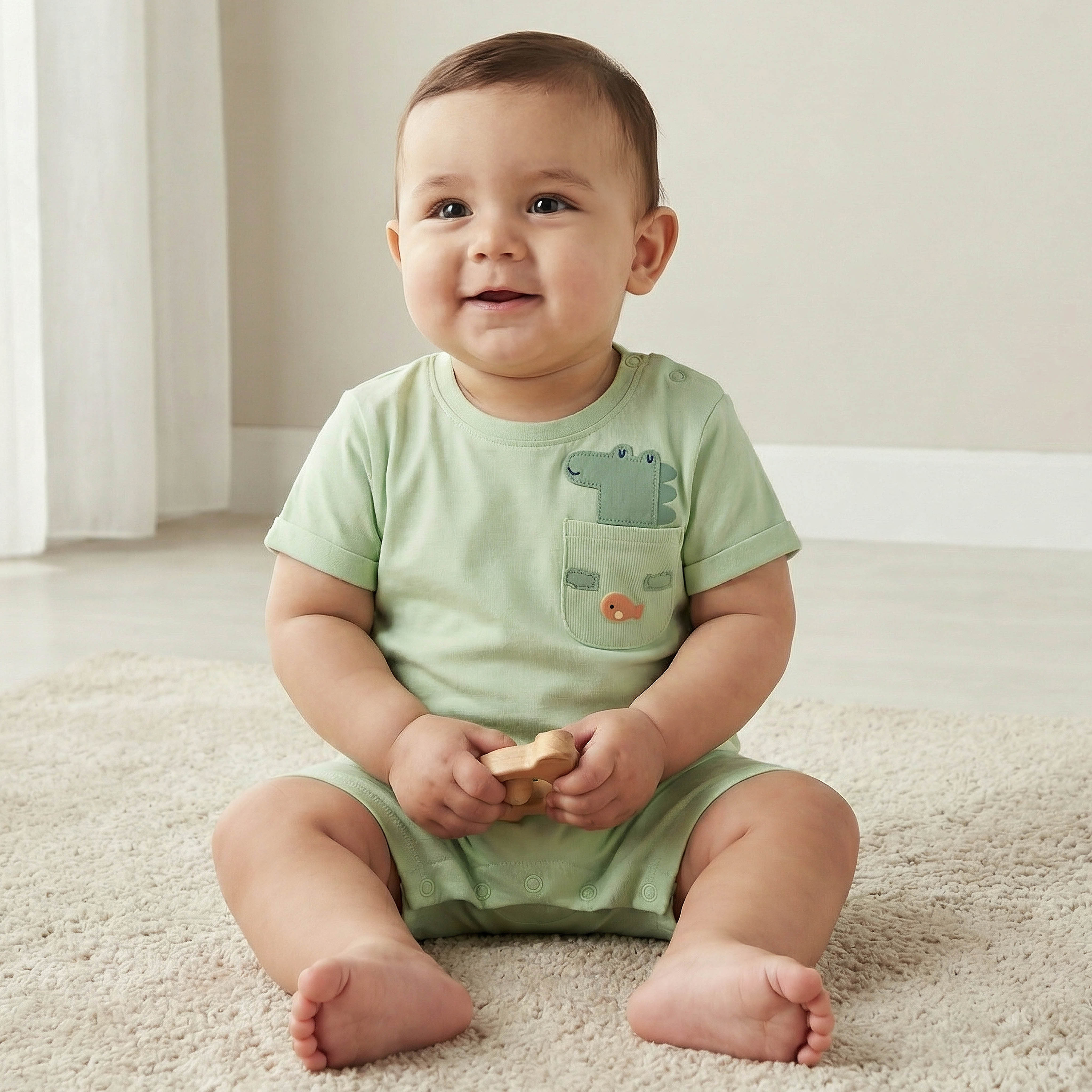 Pack of 2 Juniors Round Neck Short Sleeves Romper with Snap Button Closure-baby-boys-clothing-rompers-image-2