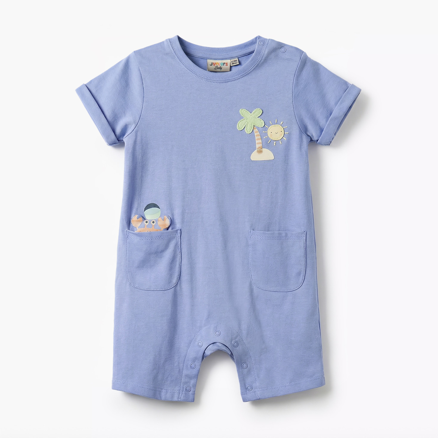 Pack of 2 Juniors Round Neck Short Sleeves Romper with Snap Button Closure-baby-boys-clothing-rompers-image-5