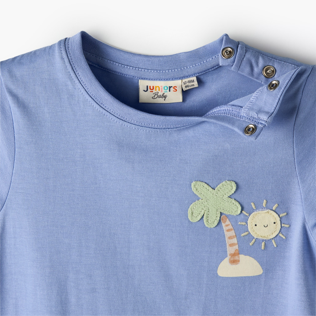 Pack of 2 Juniors Round Neck Short Sleeves Romper with Snap Button Closure-baby-boys-clothing-rompers-image-9