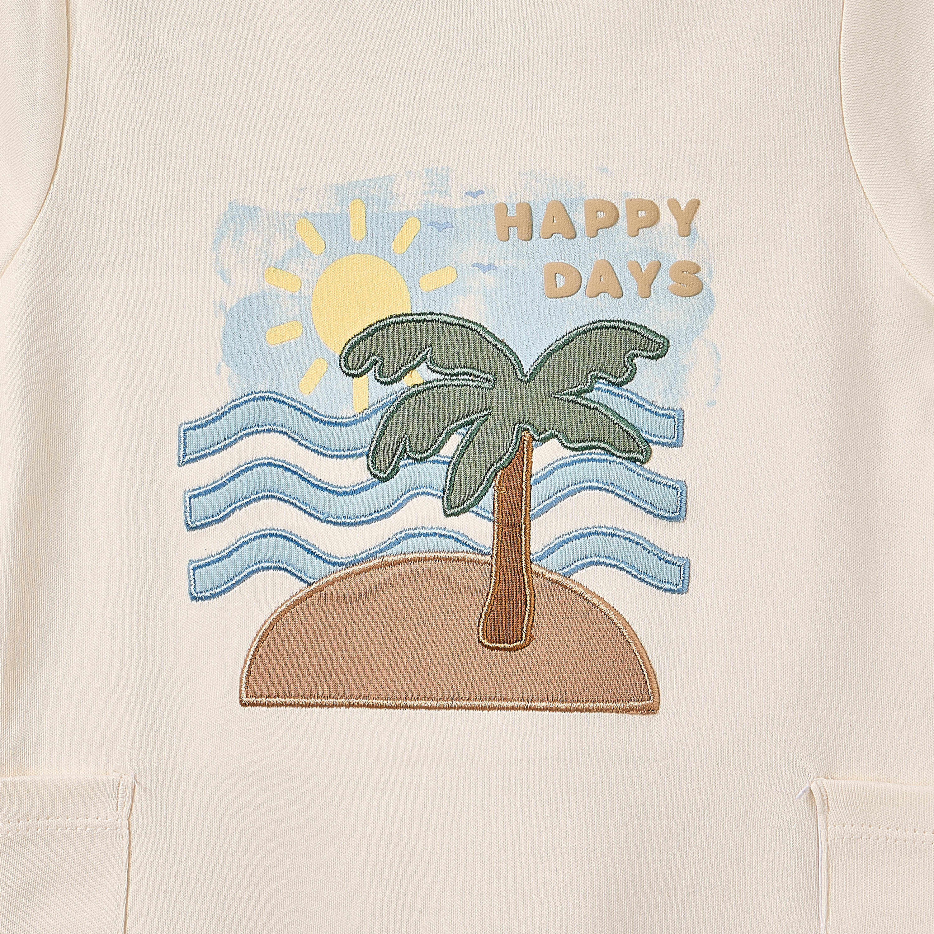 Juniors Crew Neck Short Sleeves Romper with Island Embroidery-baby-boys-clothing-rompers-image-5
