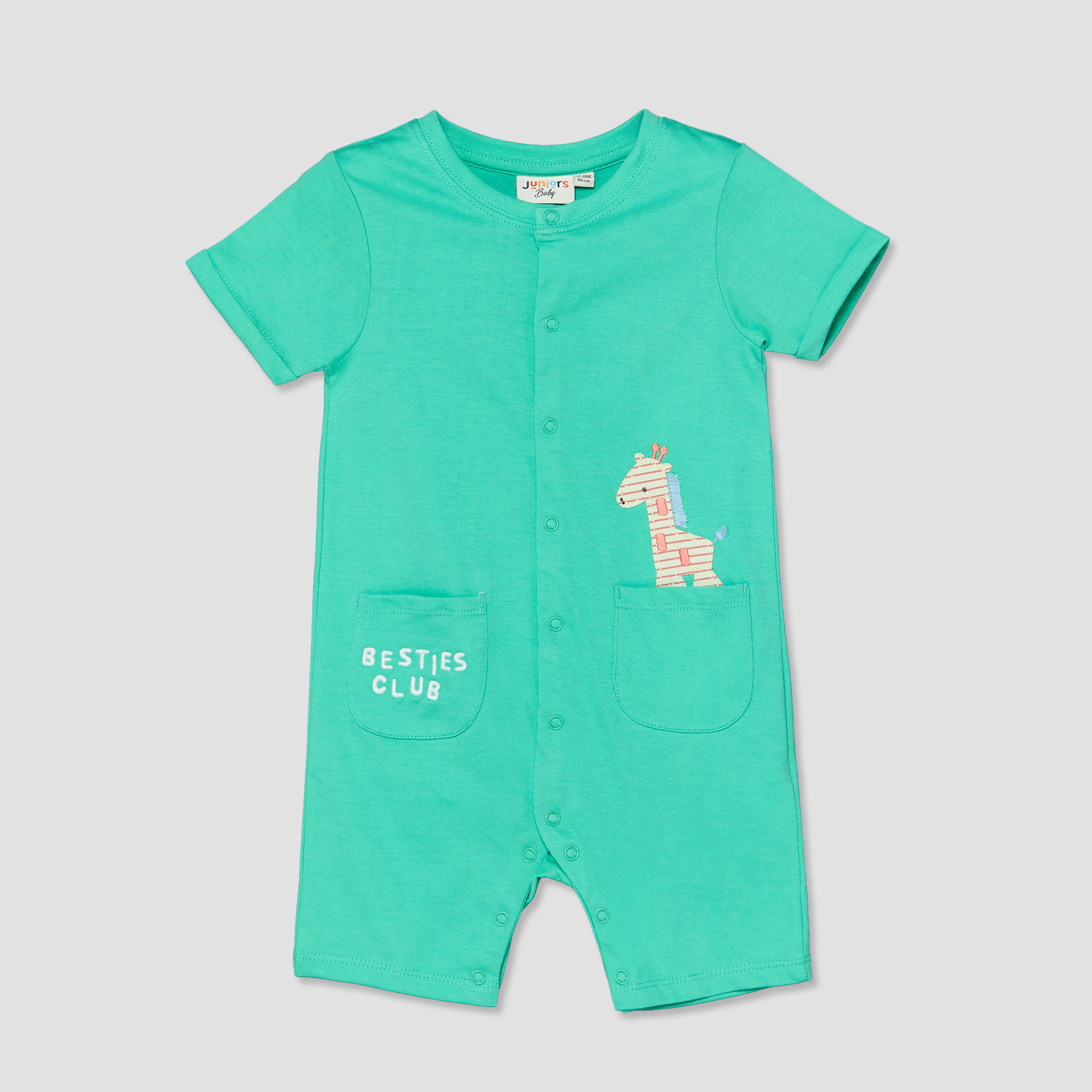 Pack of 2 Juniors Round Neck Short Sleeves Romper with Applique Detail-baby-boys-clothing-rompers-image-3