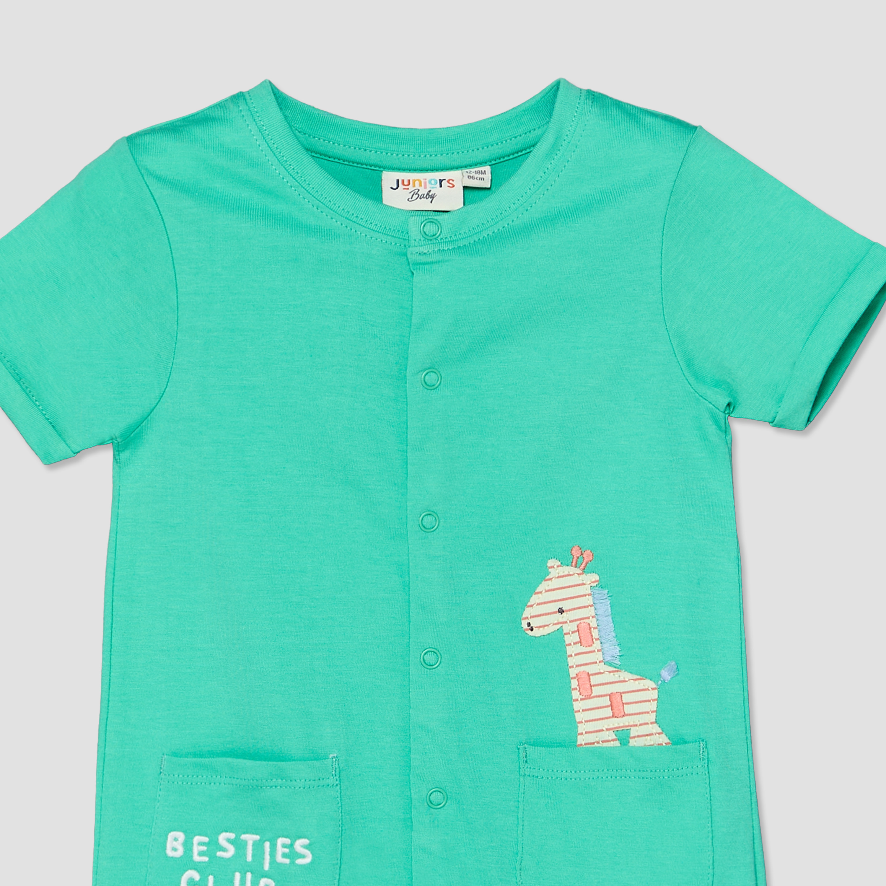 Pack of 2 Juniors Round Neck Short Sleeves Romper with Applique Detail-baby-boys-clothing-rompers-image-4
