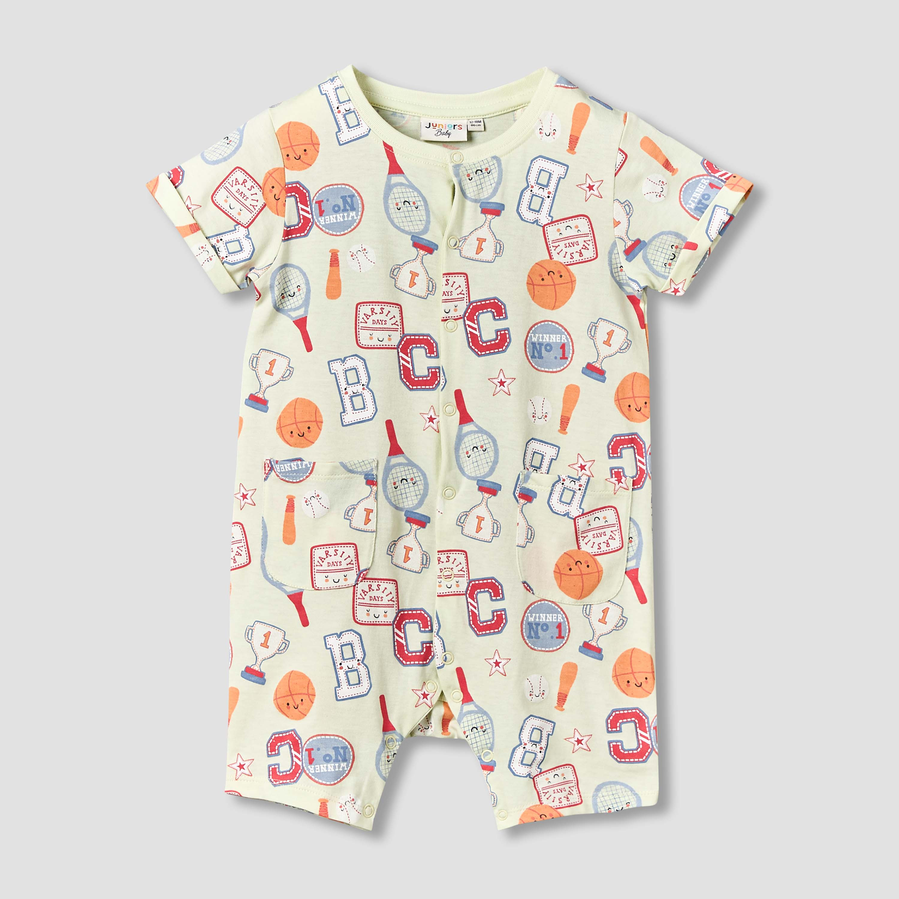 Pack of 2 Juniors Round Neck Short Sleeve Romper with Pockets-baby-boys-clothing-rompers-image-3