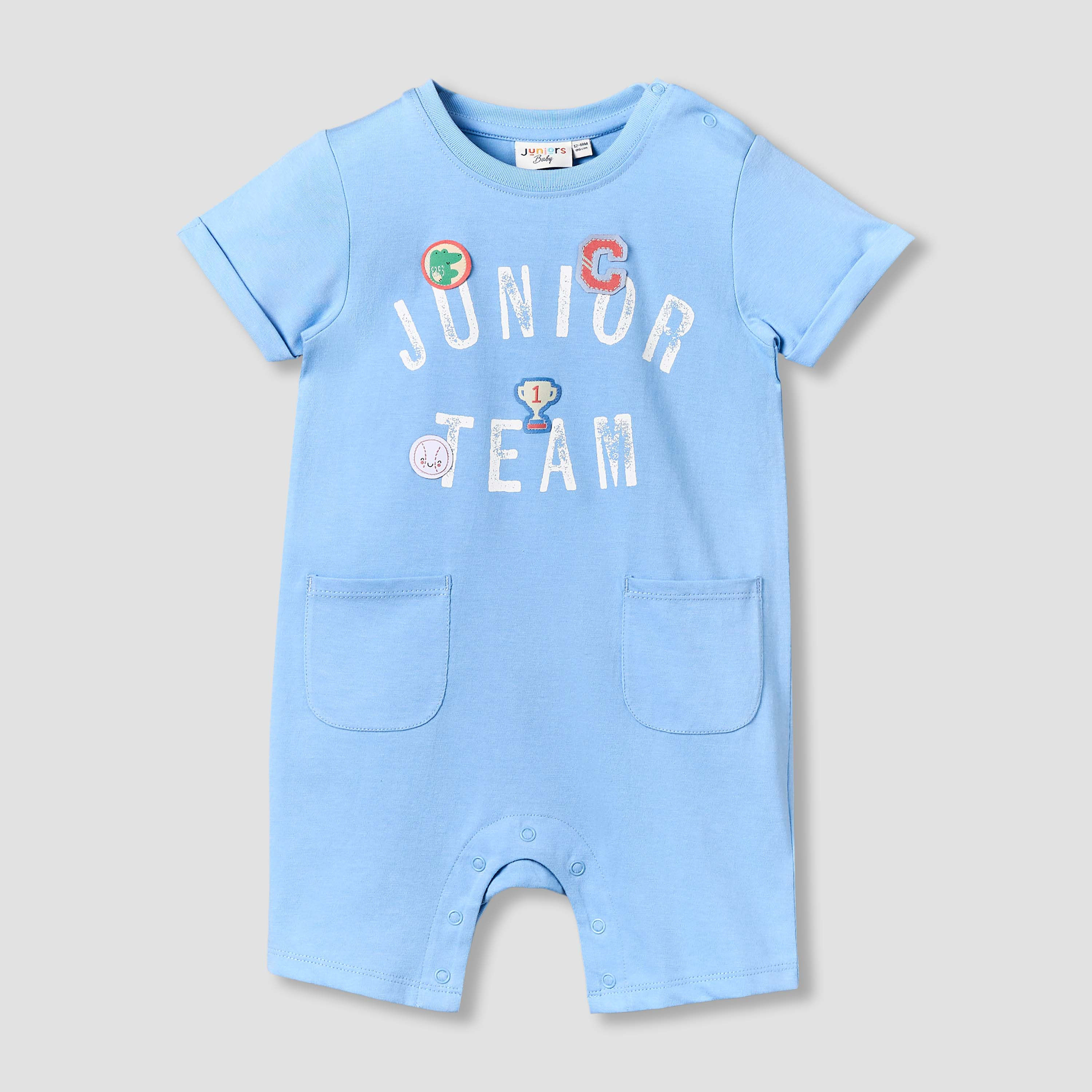 Pack of 2 Juniors Round Neck Short Sleeve Romper with Pockets-baby-boys-clothing-rompers-image-4