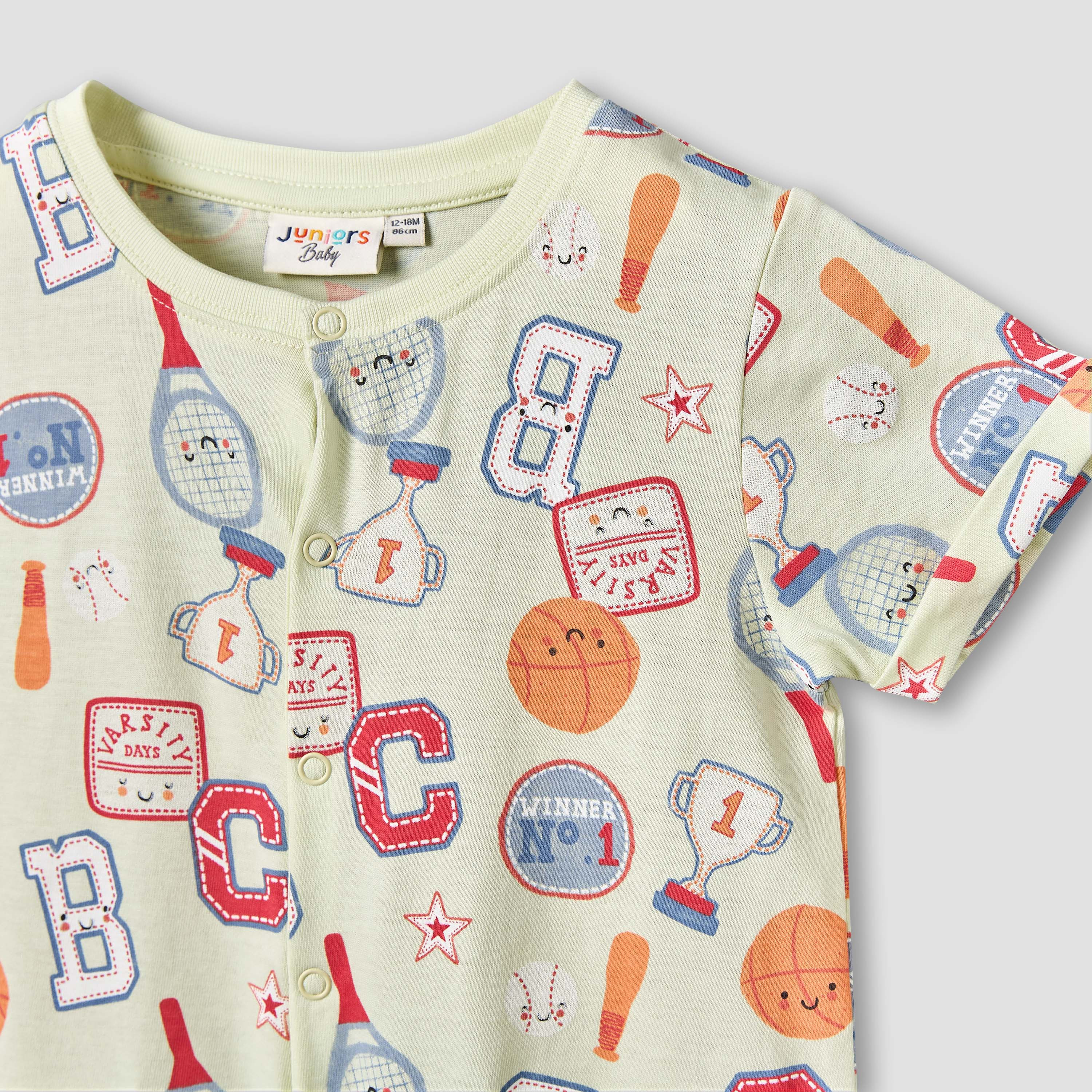 Pack of 2 Juniors Round Neck Short Sleeve Romper with Pockets-baby-boys-clothing-rompers-image-5