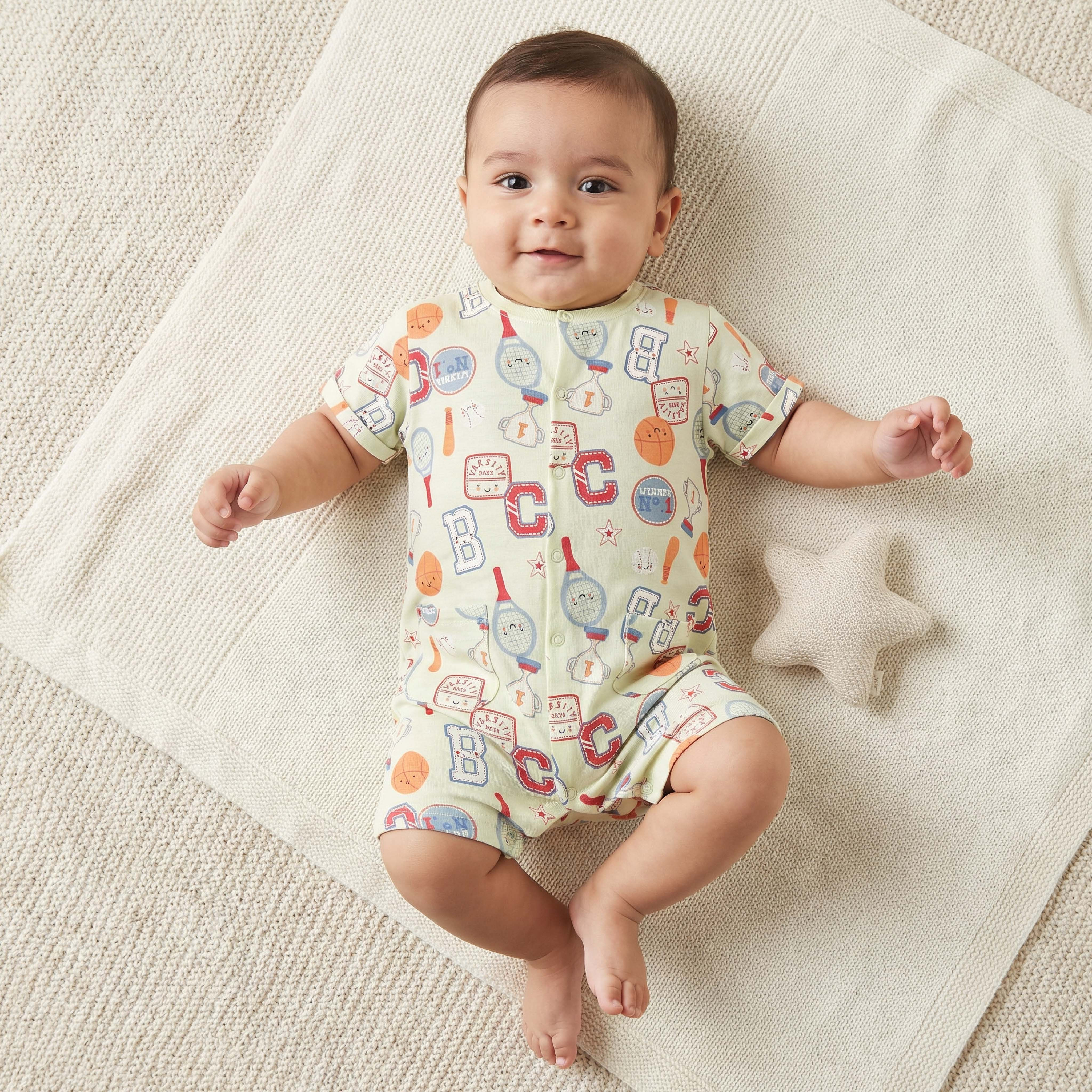Pack of 2 Juniors Round Neck Short Sleeve Romper with Pockets-baby-boys-clothing-rompers-image-2