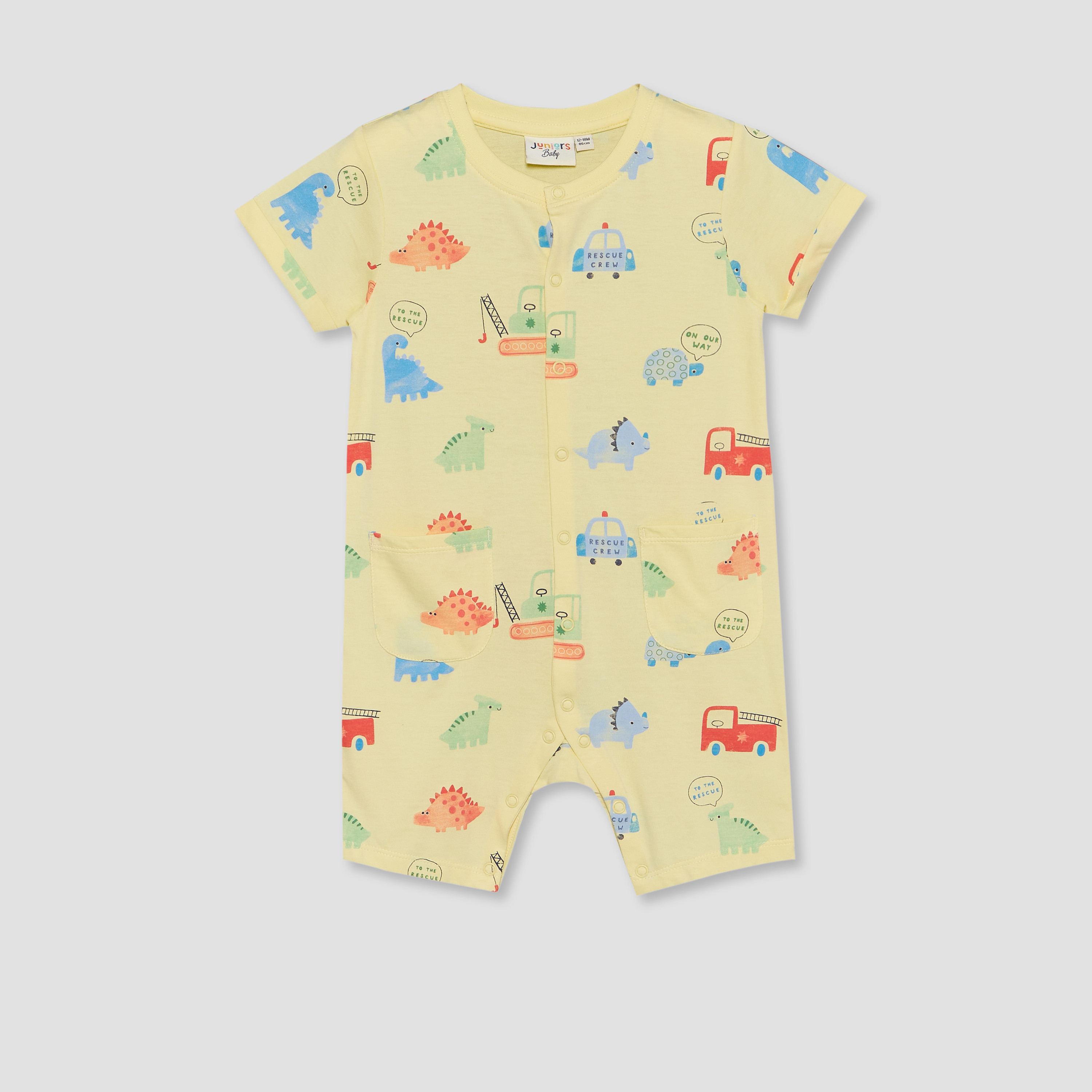 Pack of 2 Juniors Round Neck Short Sleeves Romper with Fun Print-baby-boys-clothing-rompers-image-3
