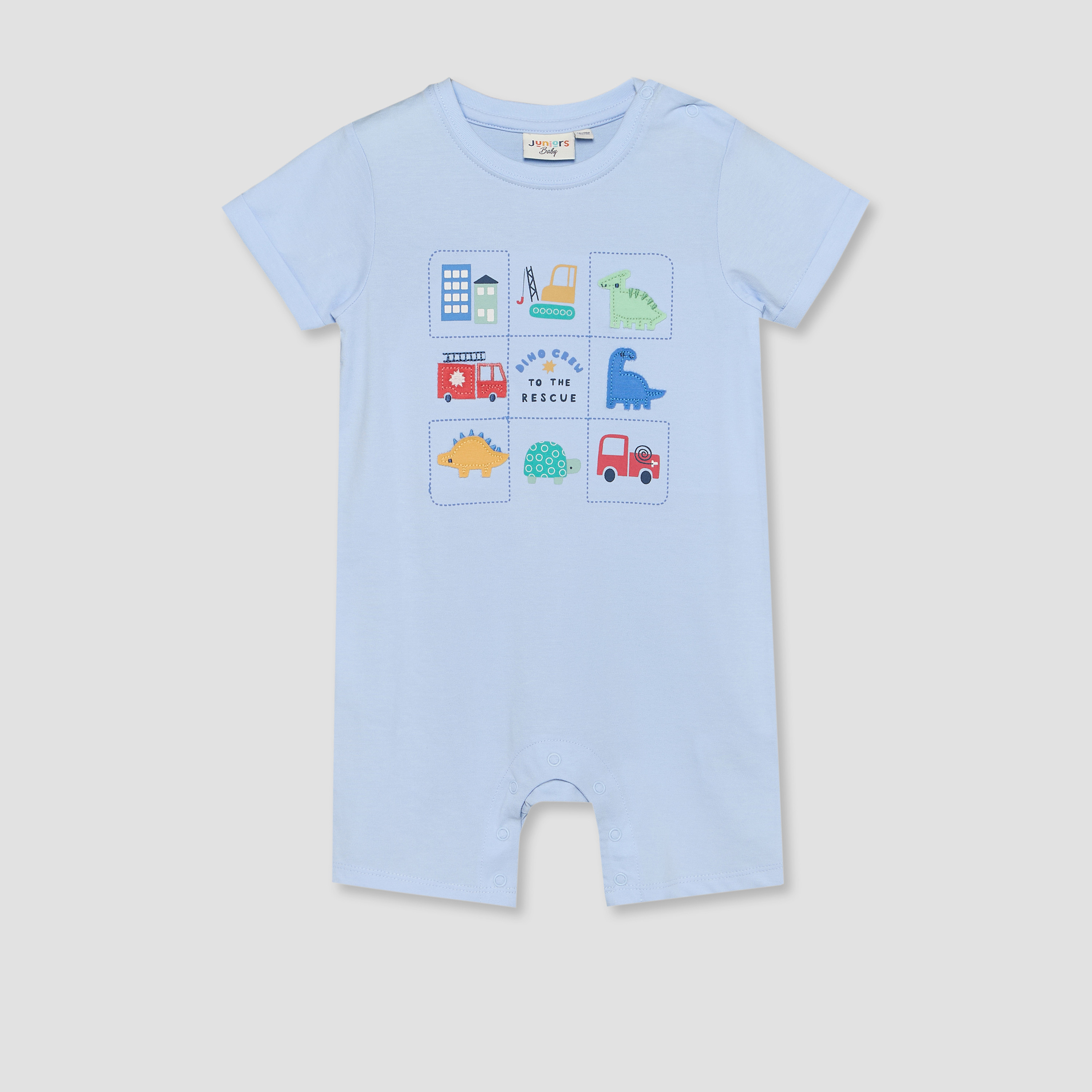 Pack of 2 Juniors Round Neck Short Sleeves Romper with Fun Print-baby-boys-clothing-rompers-image-4