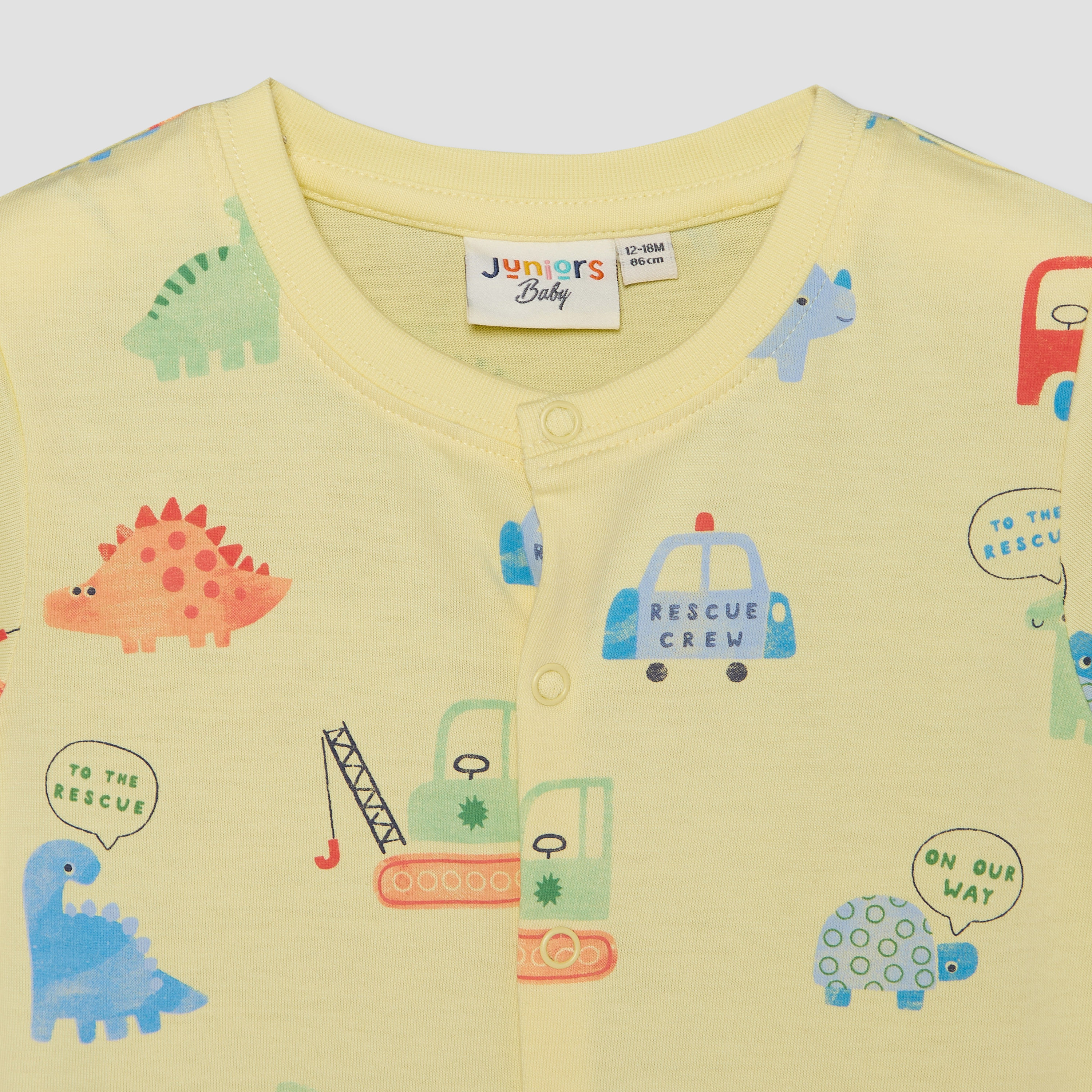 Pack of 2 Juniors Round Neck Short Sleeves Romper with Fun Print-baby-boys-clothing-rompers-image-6