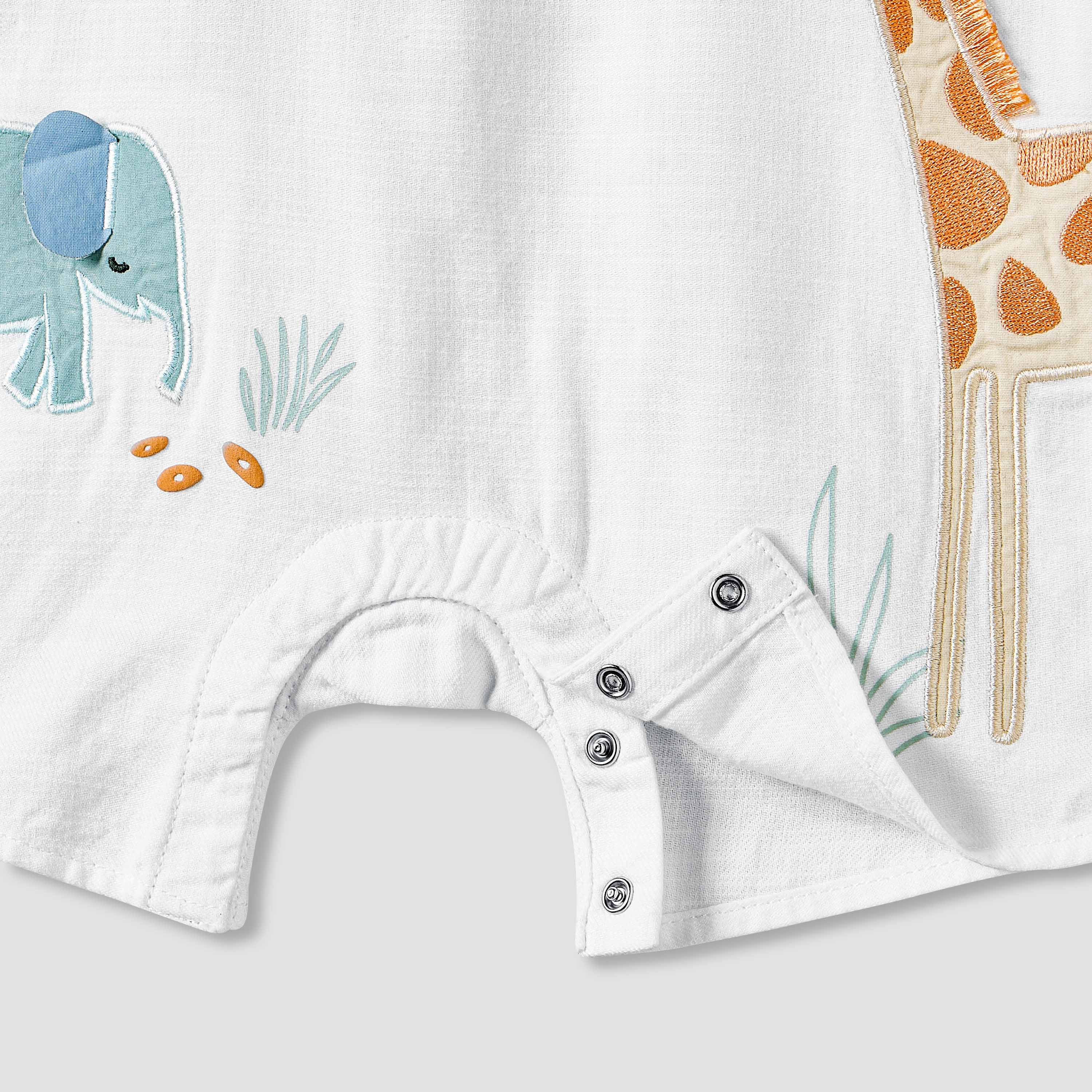 Juniors Collared Short Sleeves Romper with Animal Applique-baby-boys-clothing-rompers-image-5