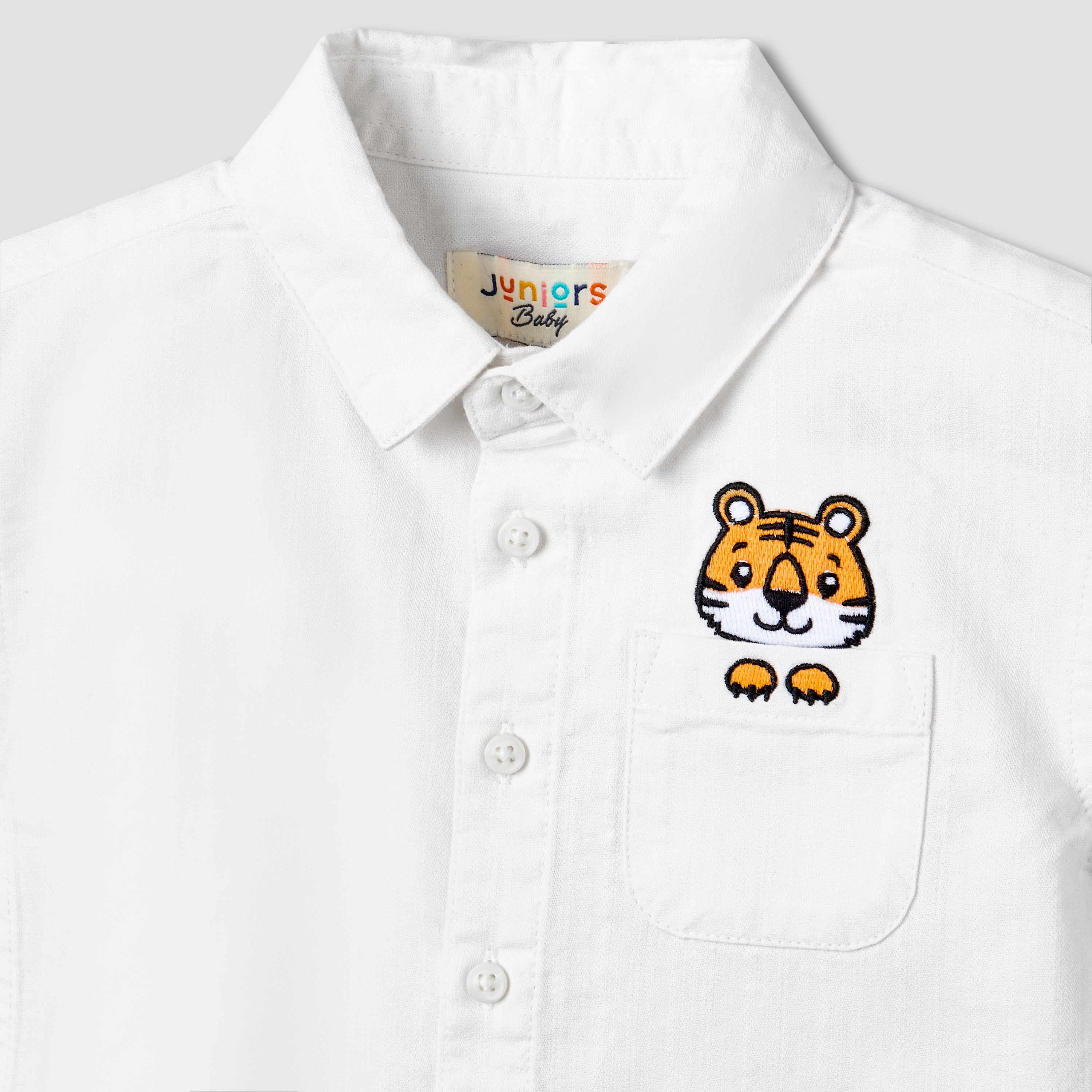 Juniors Short Sleeves Shirt with Tiger Embroidery-baby-boys-clothing-shirts-image-4