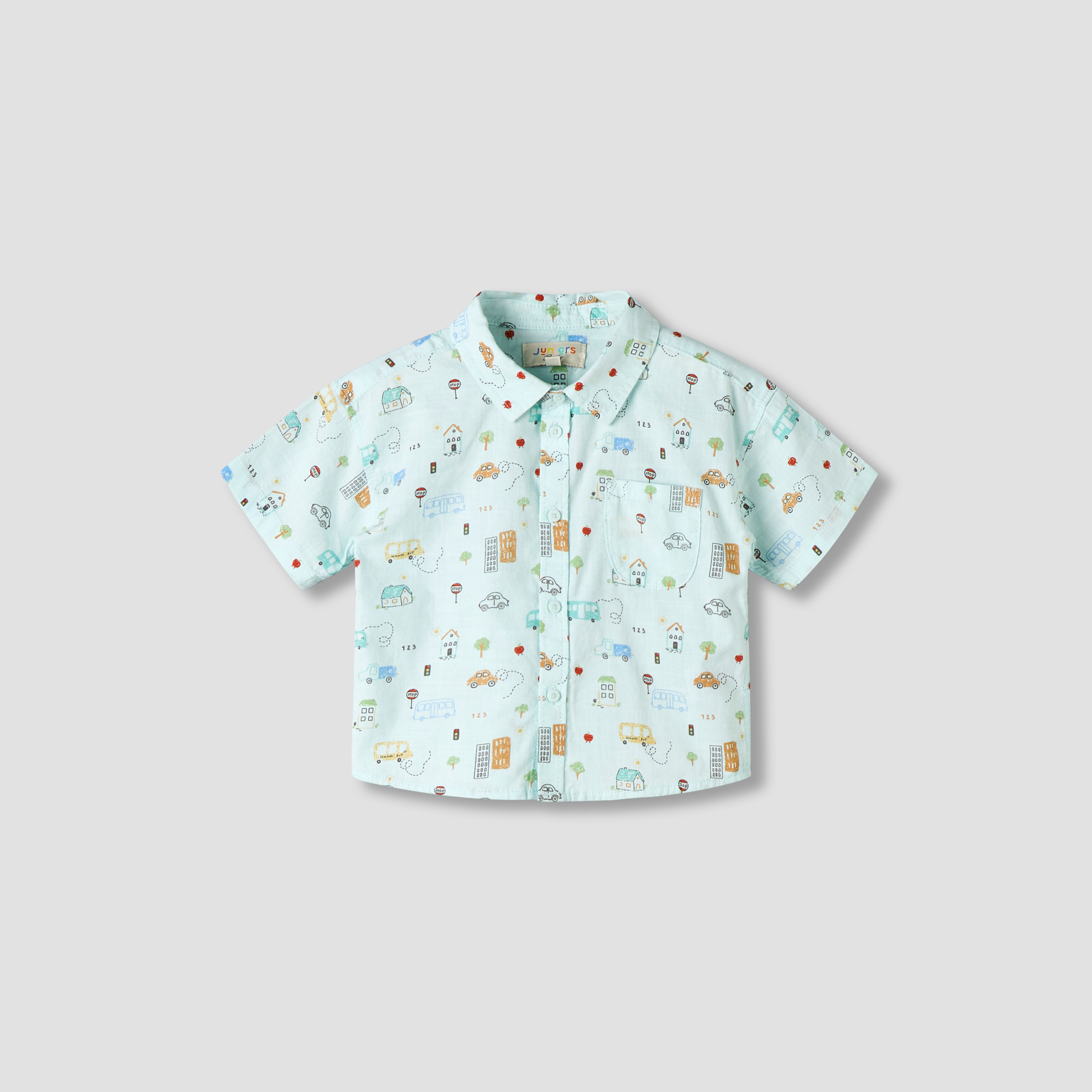 Juniors Collared Neck Short Sleeve Shirt and Shorts Set with Pocket-baby-boys-clothing-setsandcoords-image-3