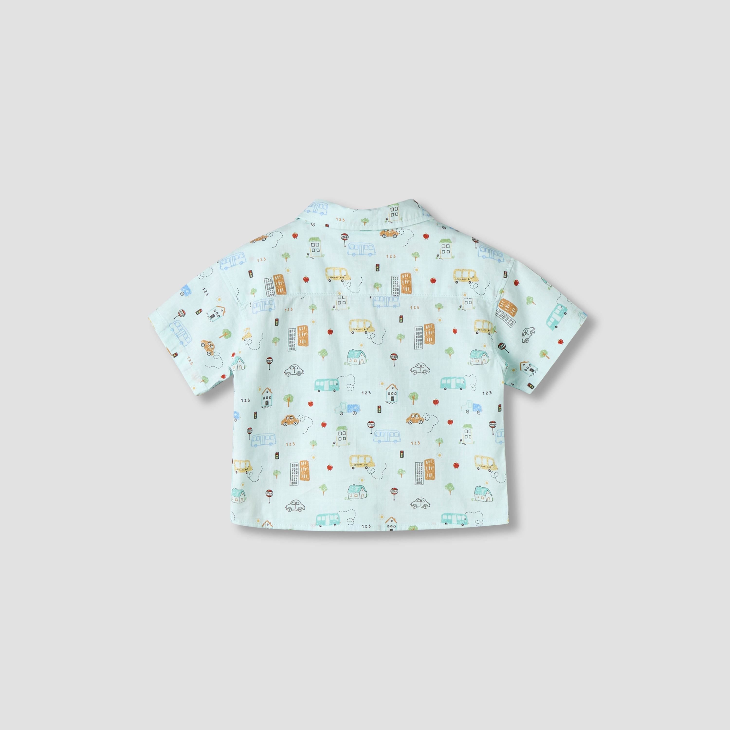 Juniors Collared Neck Short Sleeve Shirt and Shorts Set with Pocket-baby-boys-clothing-setsandcoords-image-5