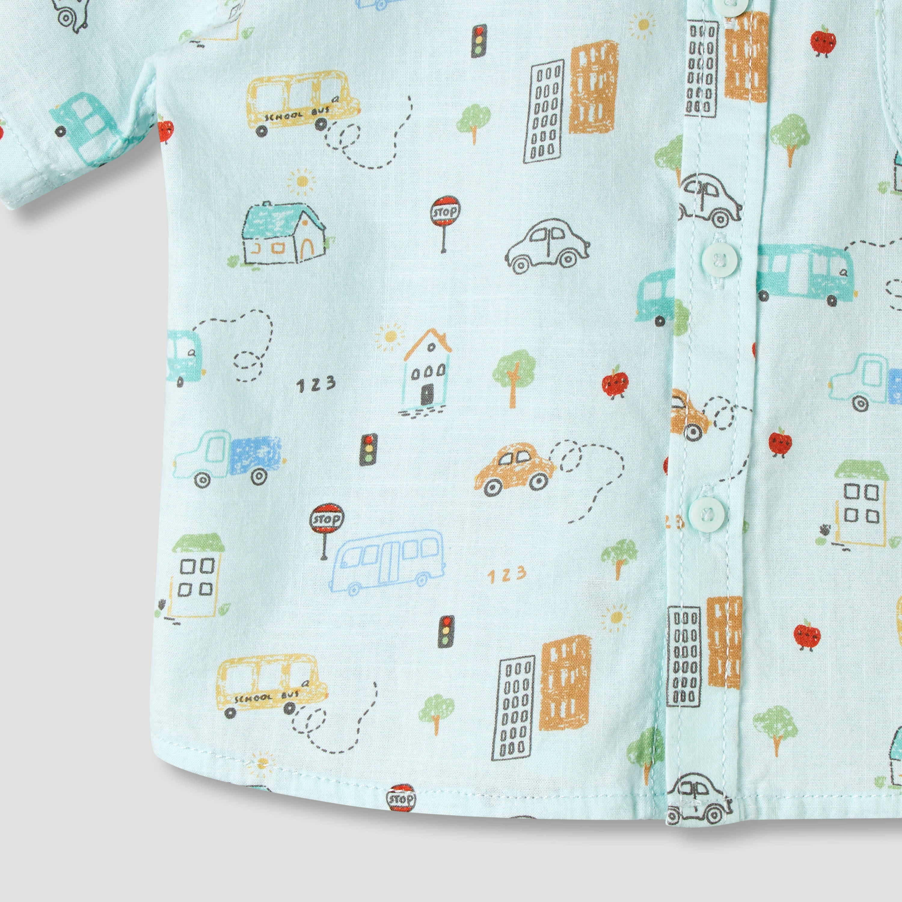 Juniors Collared Neck Short Sleeve Shirt and Shorts Set with Pocket-baby-boys-clothing-setsandcoords-image-8