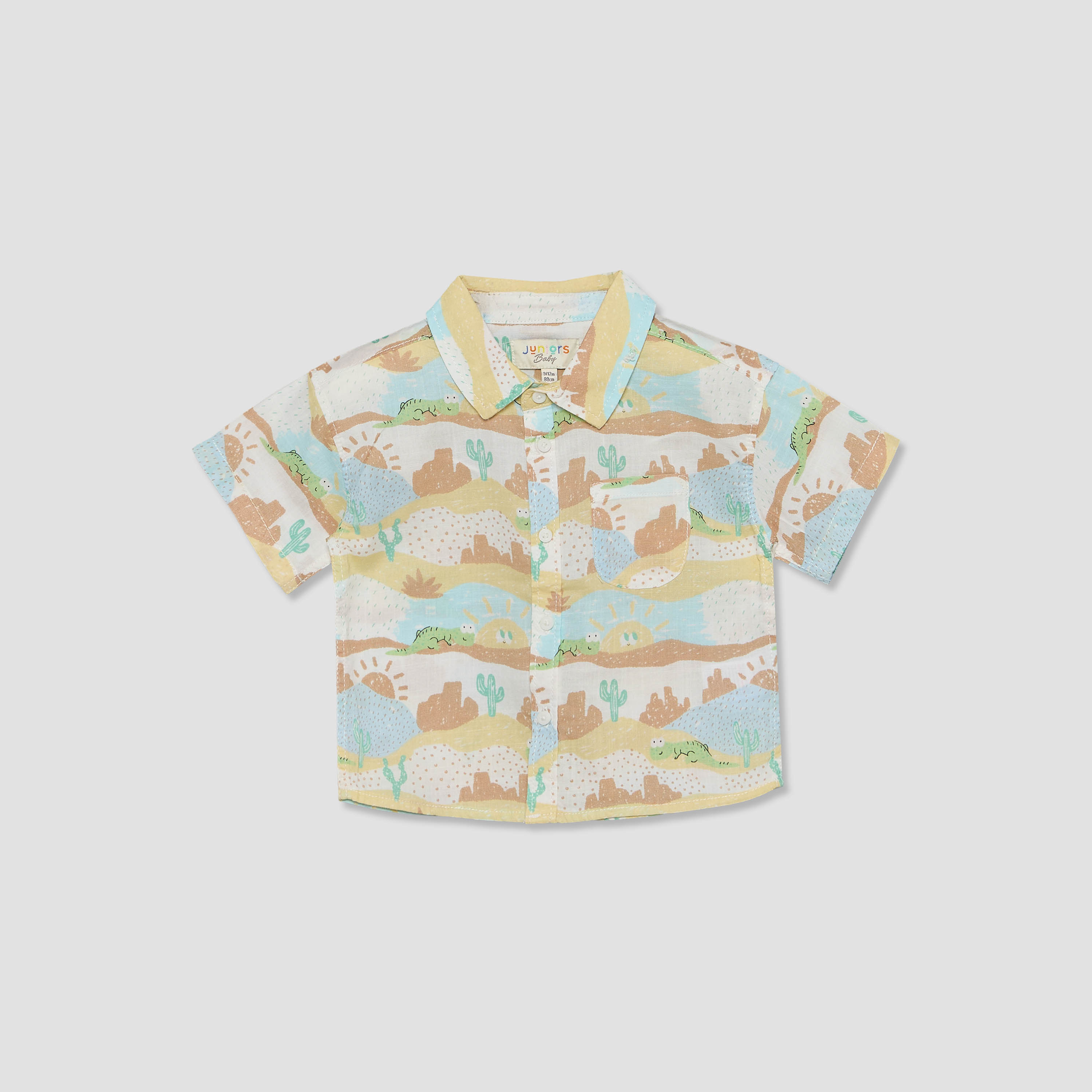 Juniors Collared Short Sleeves Shirt and Shorts Set with Desert Print-baby-boys-clothing-setsandcoords-image-3