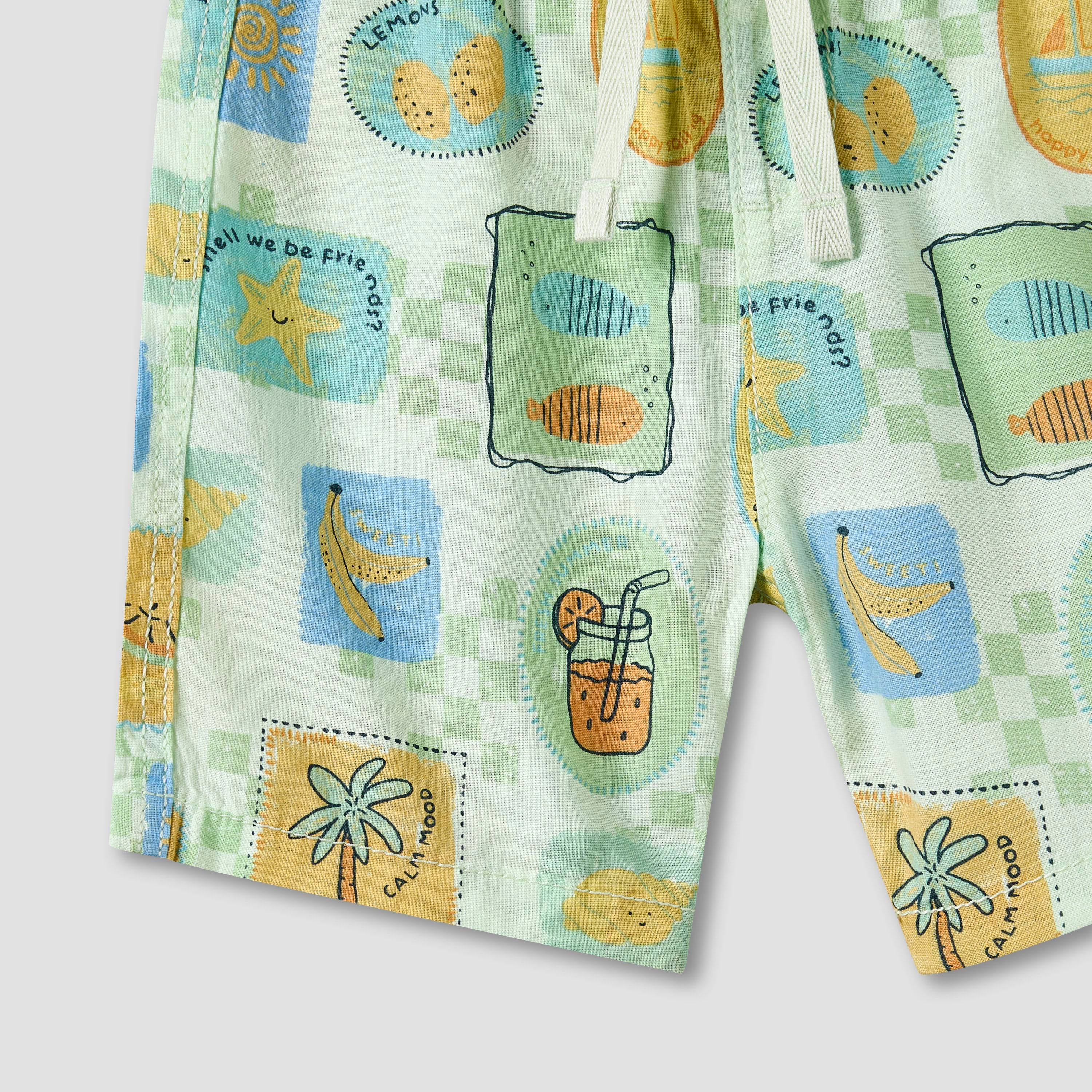Juniors Collared Short Sleeve Shirt and Shorts Set with Tropical Print-baby-boys-clothing-setsandcoords-image-8