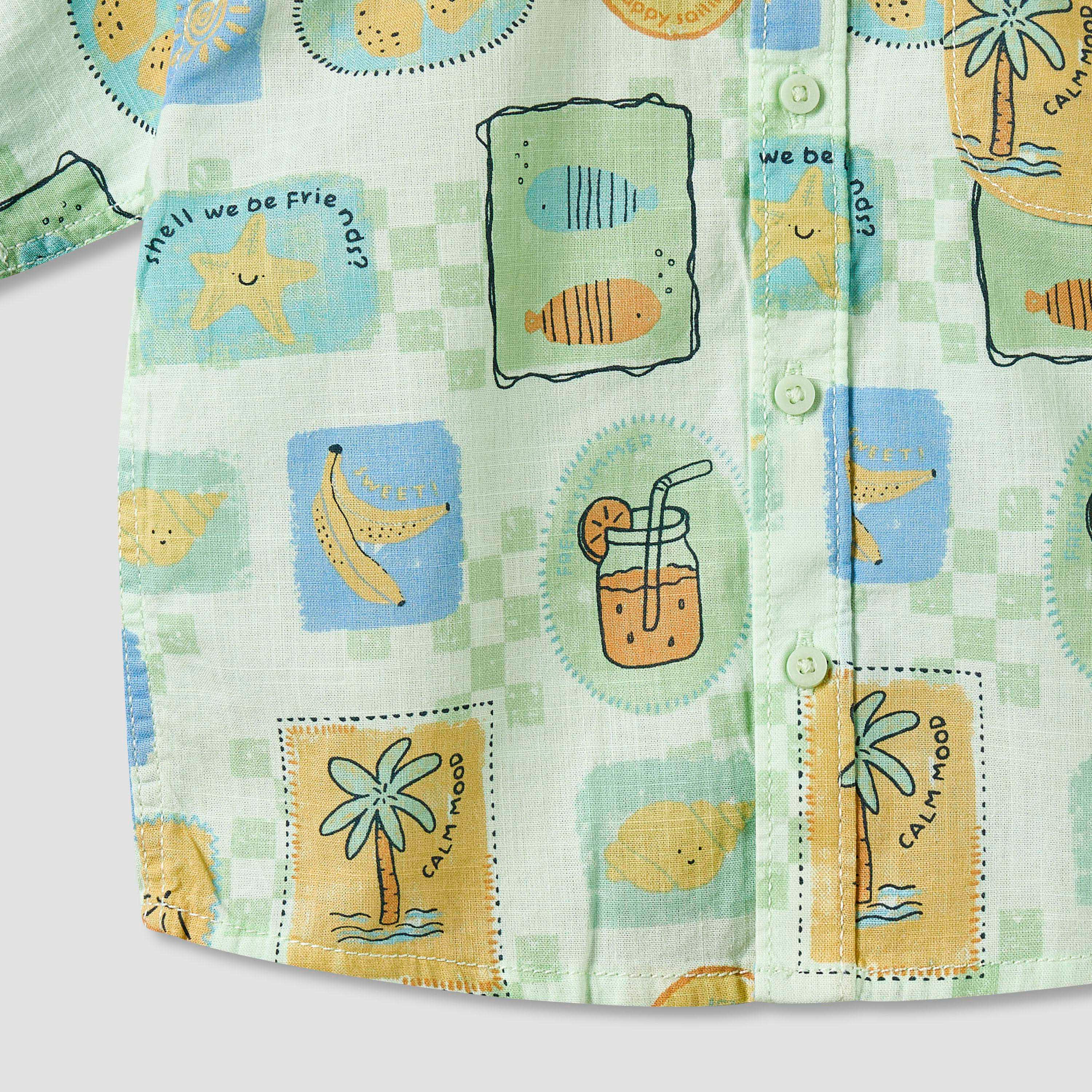 Juniors Collared Short Sleeve Shirt and Shorts Set with Tropical Print-baby-boys-clothing-setsandcoords-image-10