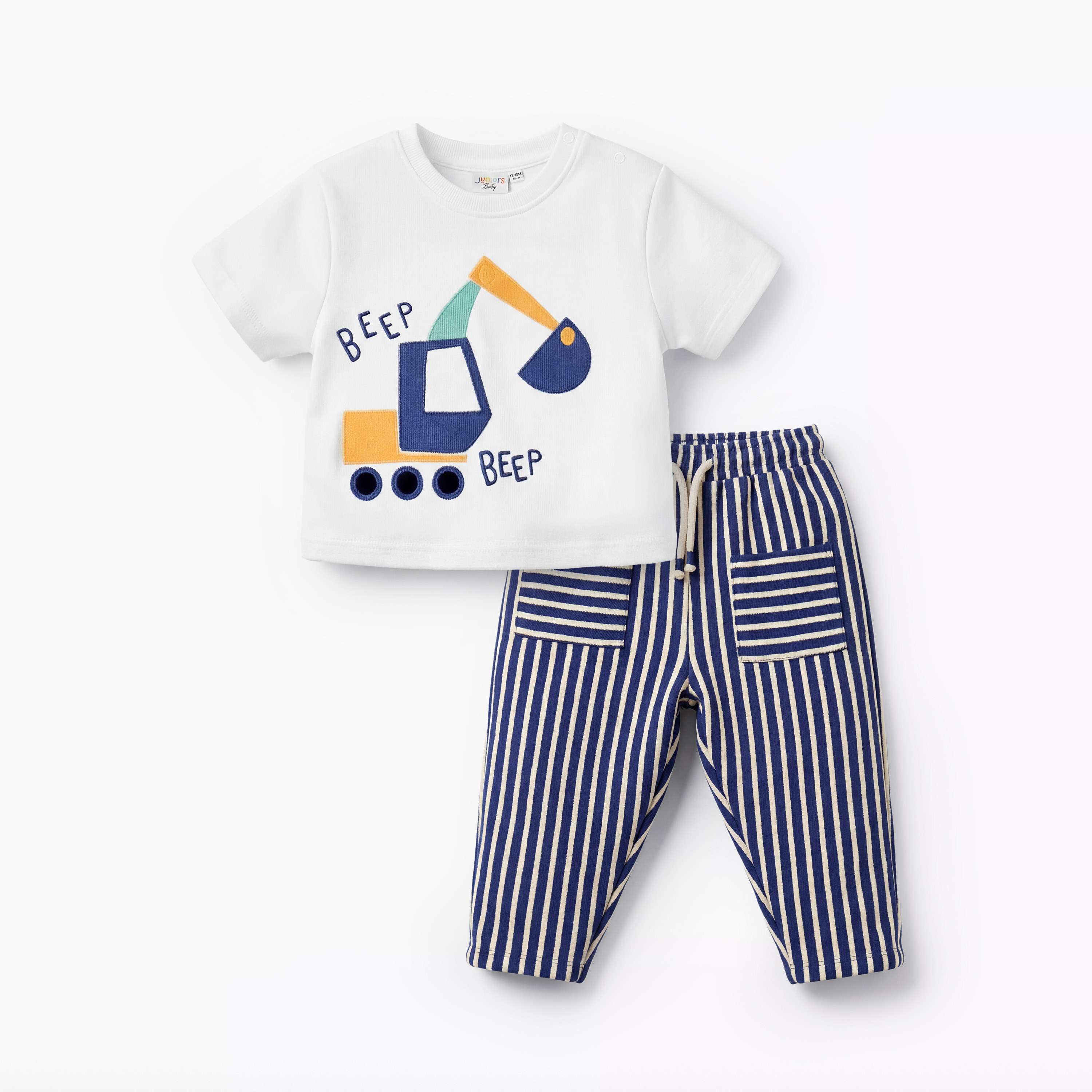طقم بنطلون وتيشيرت بياقة ضيقة وأكمام قصيرة من جونيورز-baby-boys-clothing-setsandcoords-image-2