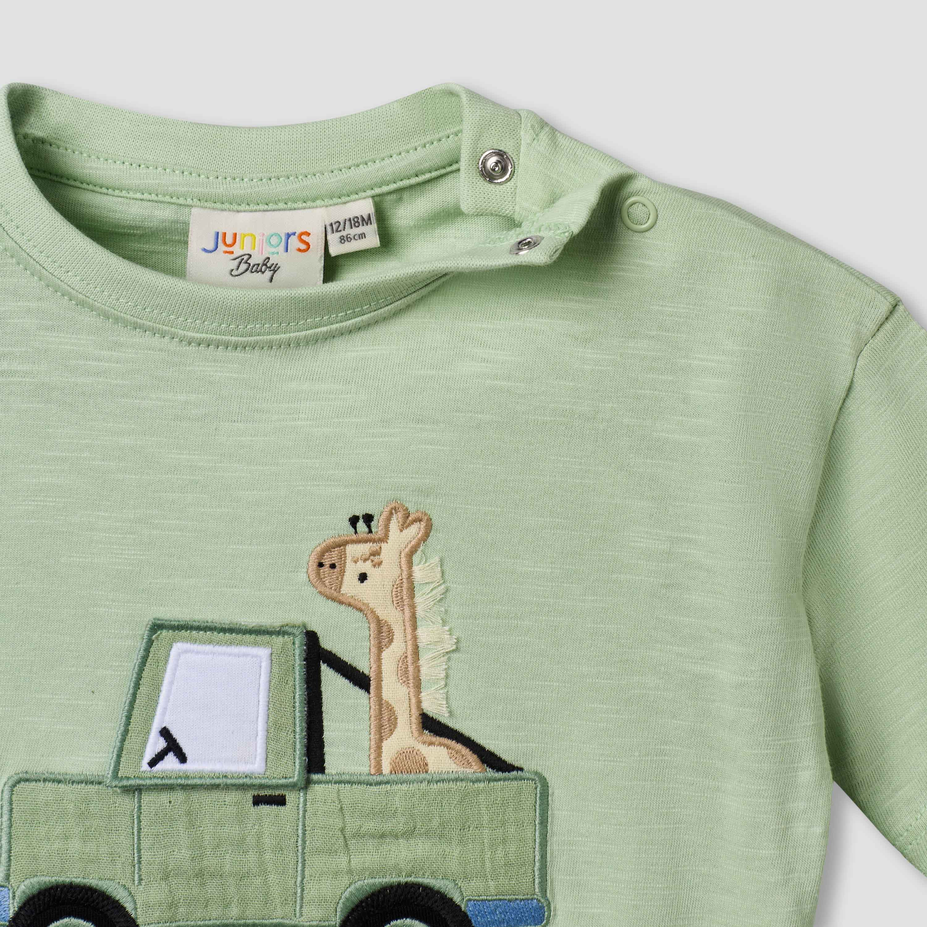 Juniors Crew Neck Short Sleeves T-shirt and Shorts Set with Safari Embroidery-baby-boys-clothing-setsandcoords-image-6