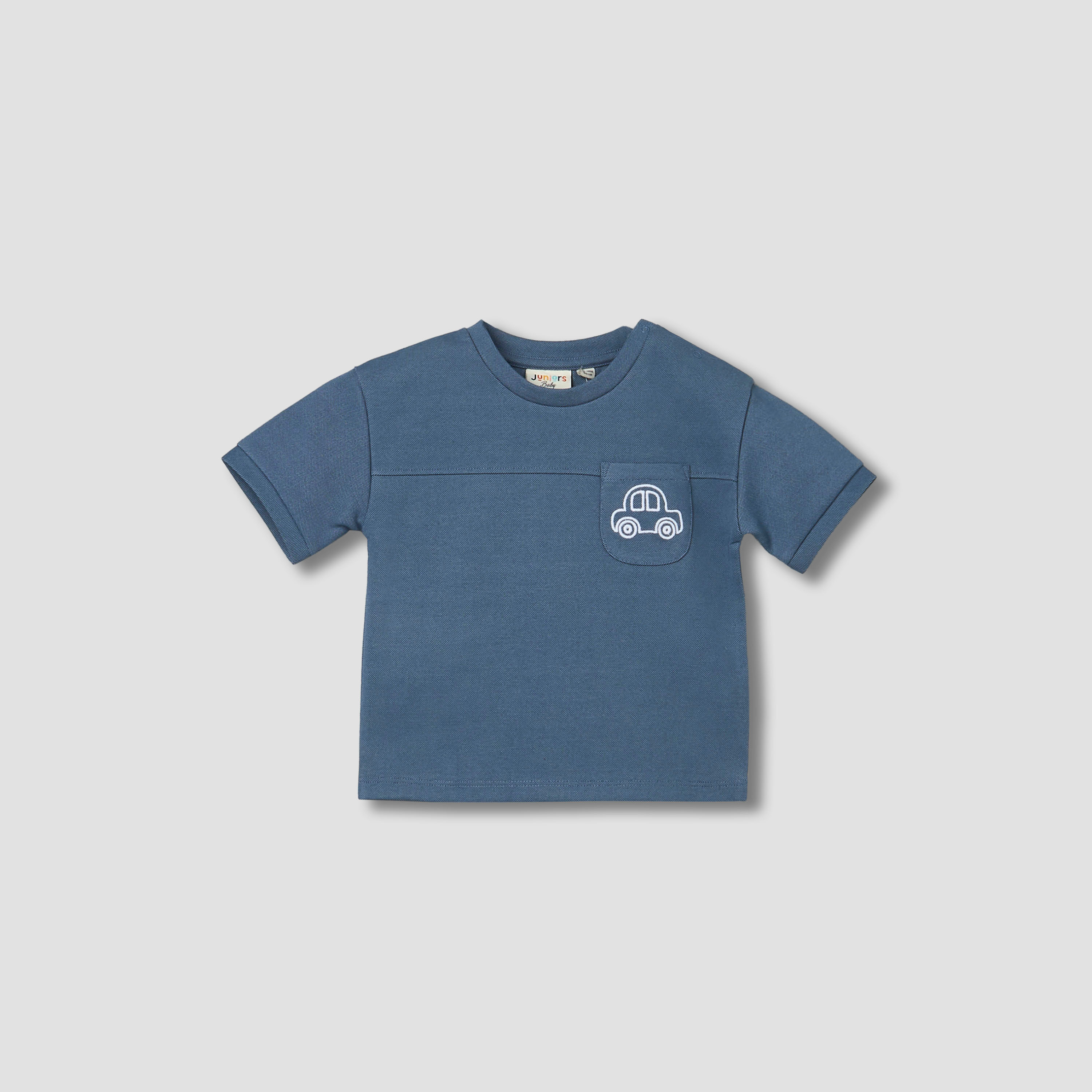 Juniors Round Neck Short Sleeves T-shirt and Pants Set with Car Embroidery-baby-boys-clothing-setsandcoords-image-3