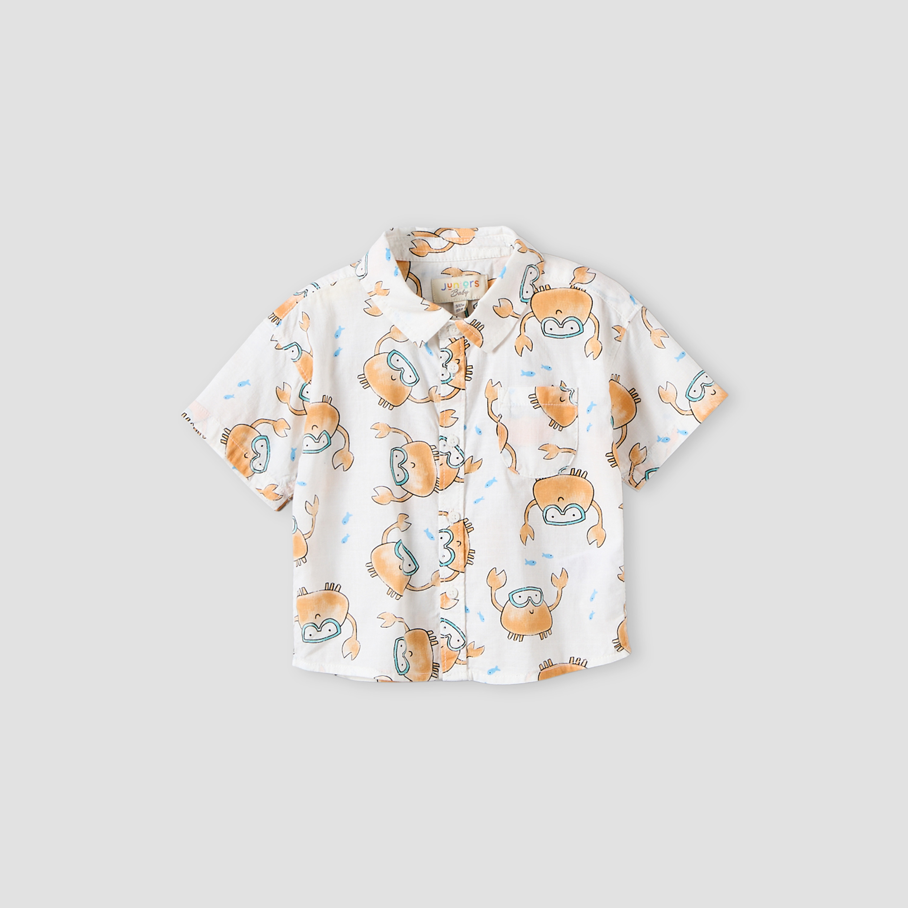 Juniors Collared Short Sleeves Shirt and Shorts Set with Crab Print-baby-boys-clothing-setsandcoords-image-3