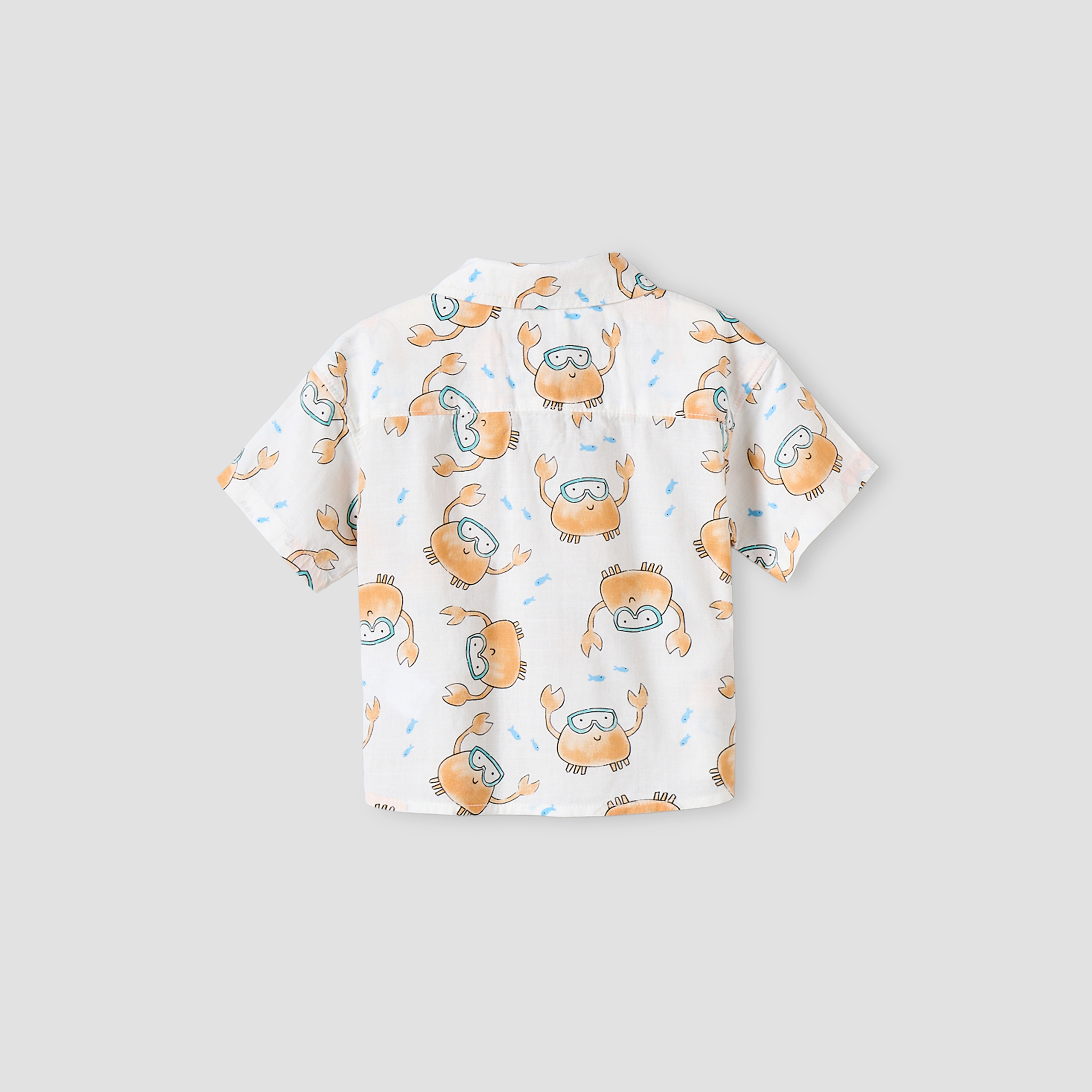 Juniors Collared Short Sleeves Shirt and Shorts Set with Crab Print-baby-boys-clothing-setsandcoords-image-4