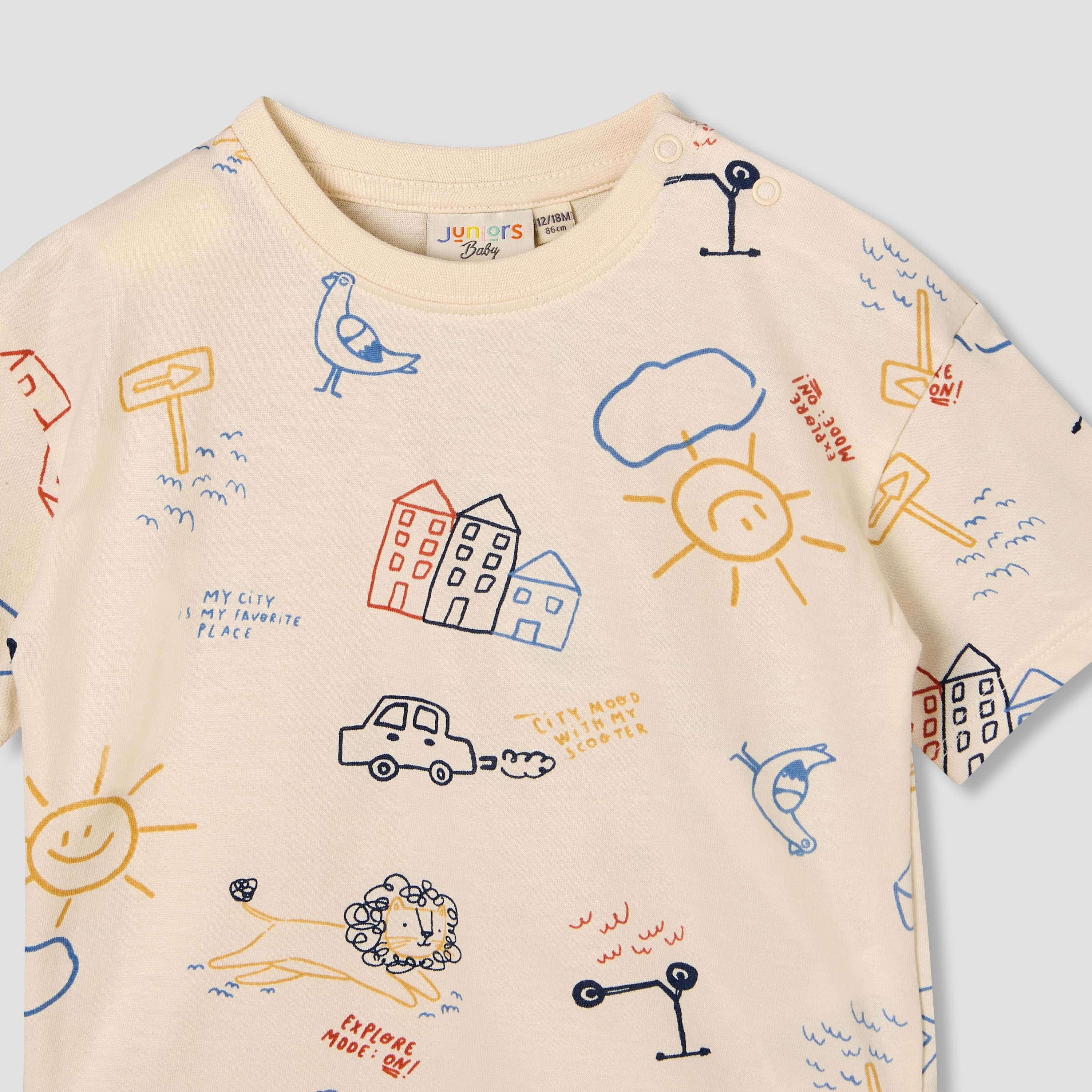 Juniors Crew Neck Short Sleeves T-shirt and Shorts Set with Print-baby-boys-clothing-setsandcoords-image-5