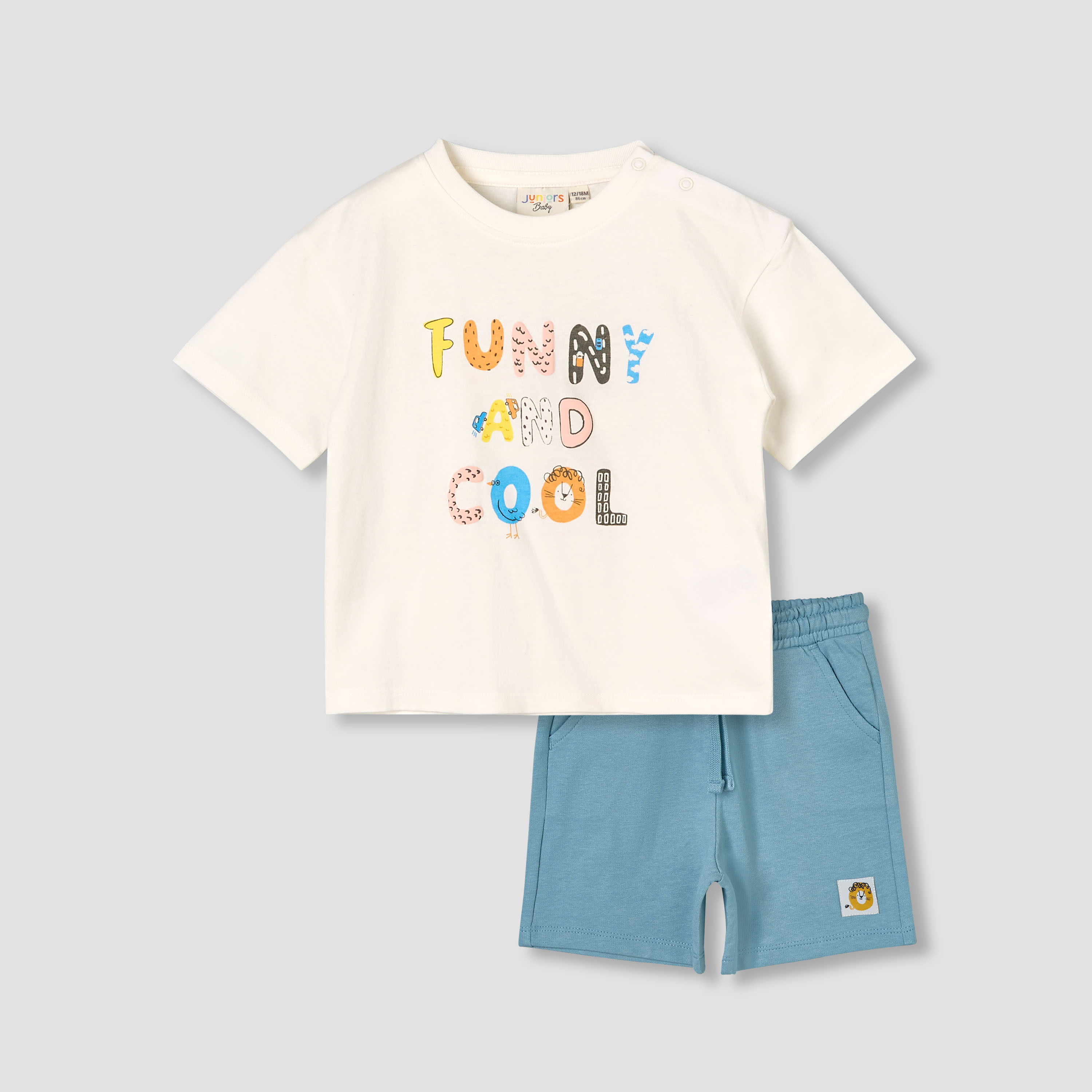 Juniors Crew Neck Short Sleeves T-shirt and Shorts Set with Graphic Print-baby-boys-clothing-setsandcoords-image-2