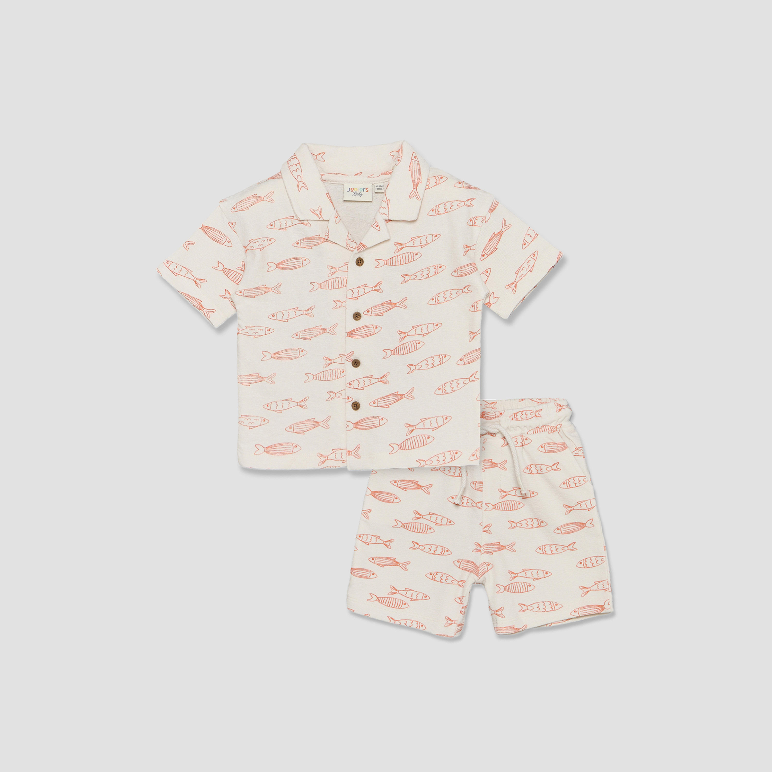 طقم شورت وقميص بياقة وأكمام قصيرة وطبعات سمك من جونيورز-baby-boys-clothing-setsandcoords-image-2