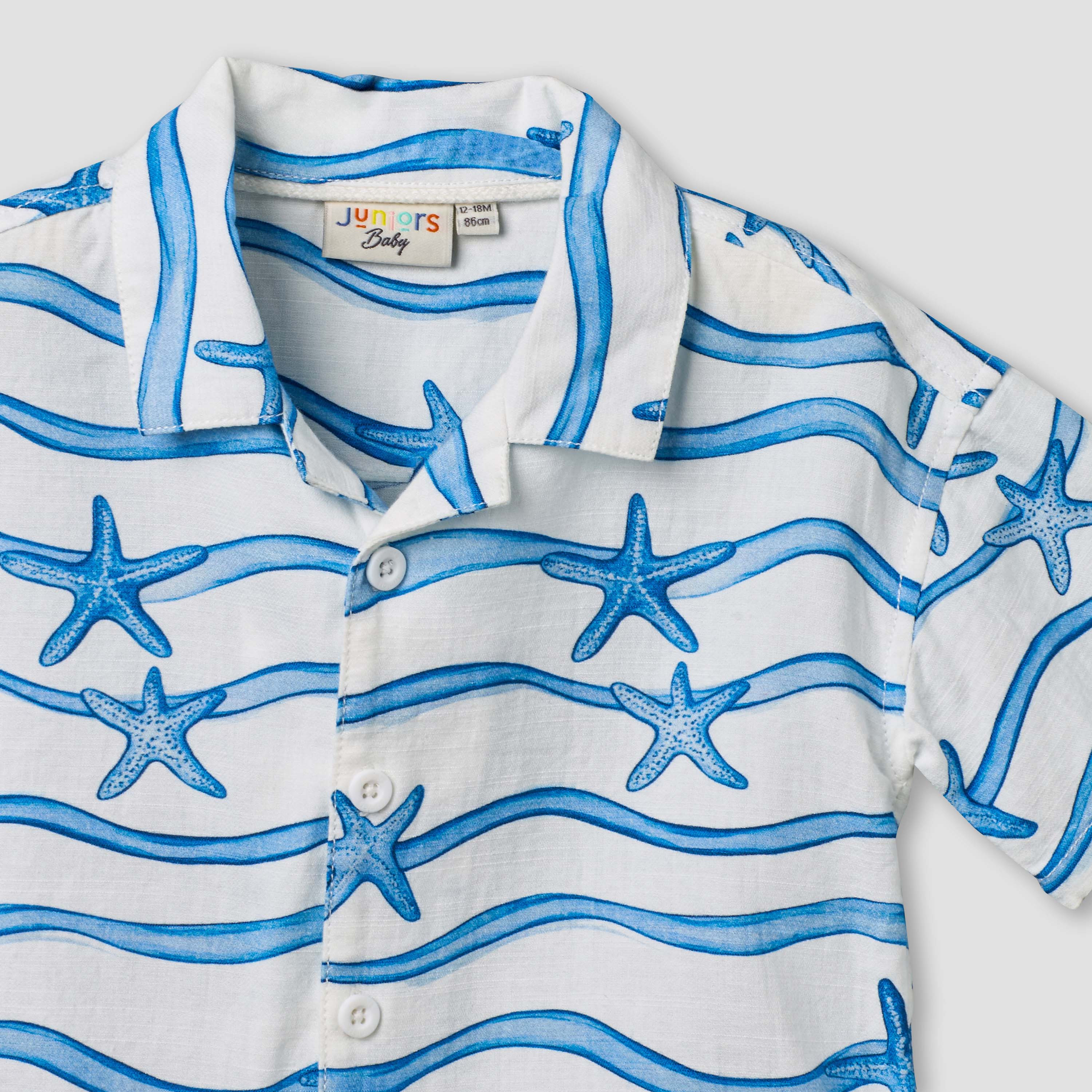 Juniors Collared Neck Short Sleeve Shirt and Shorts Set with Drawstring Closure-baby-boys-clothing-setsandcoords-image-5