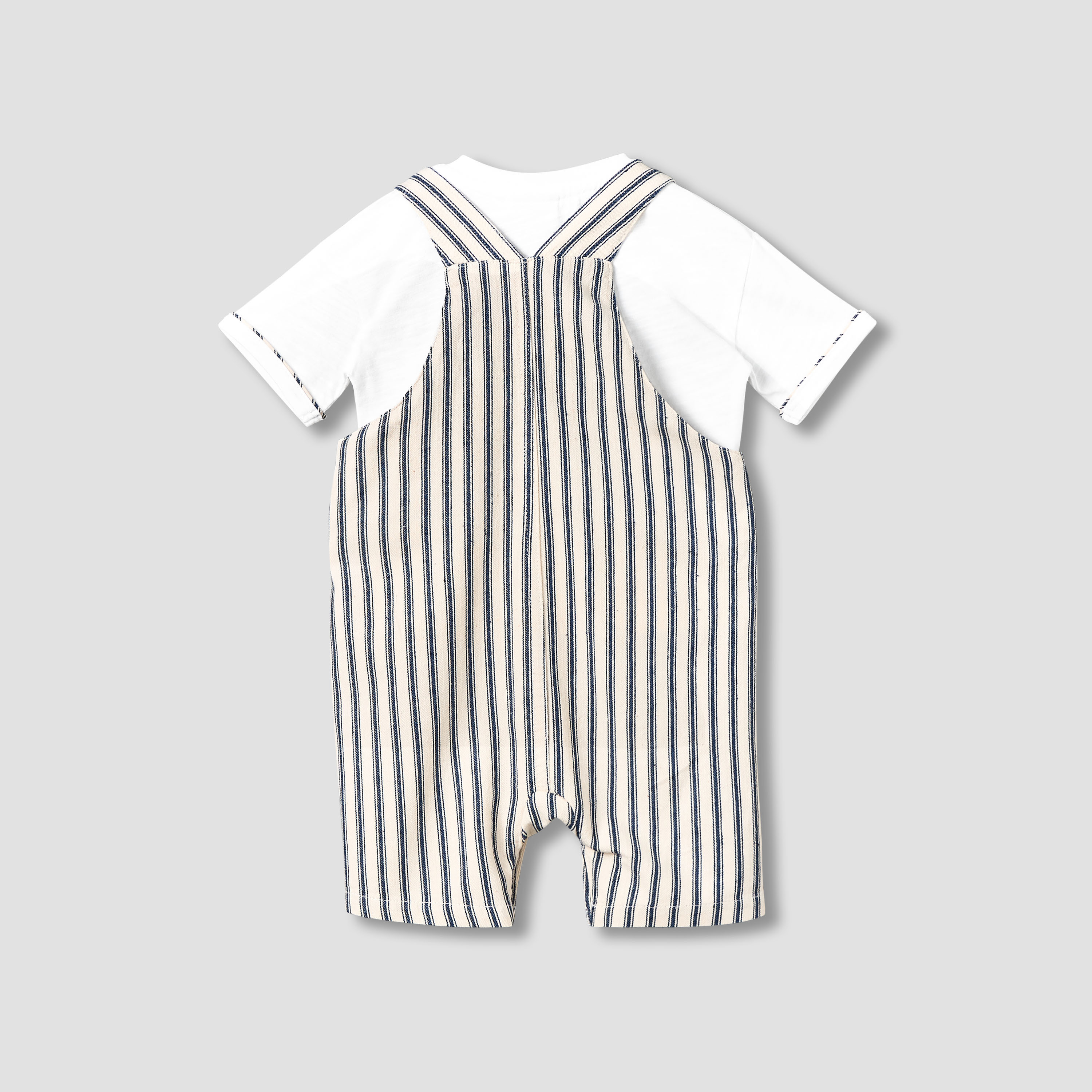 Juniors Crew Neck Short Sleeve T-shirt and Dungaree Set with Pocket-baby-boys-clothing-setsandcoords-image-2