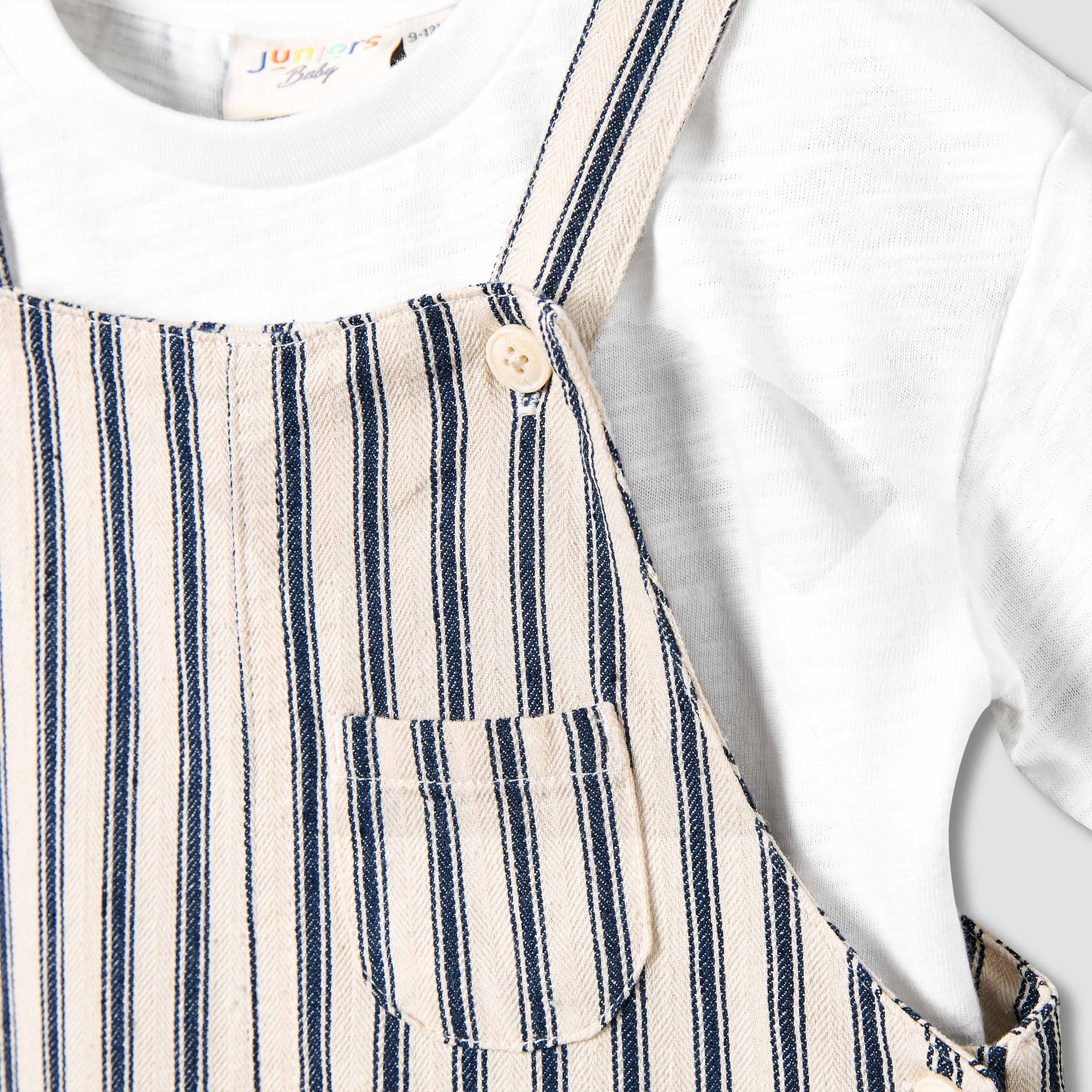 Juniors Crew Neck Short Sleeve T-shirt and Dungaree Set with Pocket-baby-boys-clothing-setsandcoords-image-5