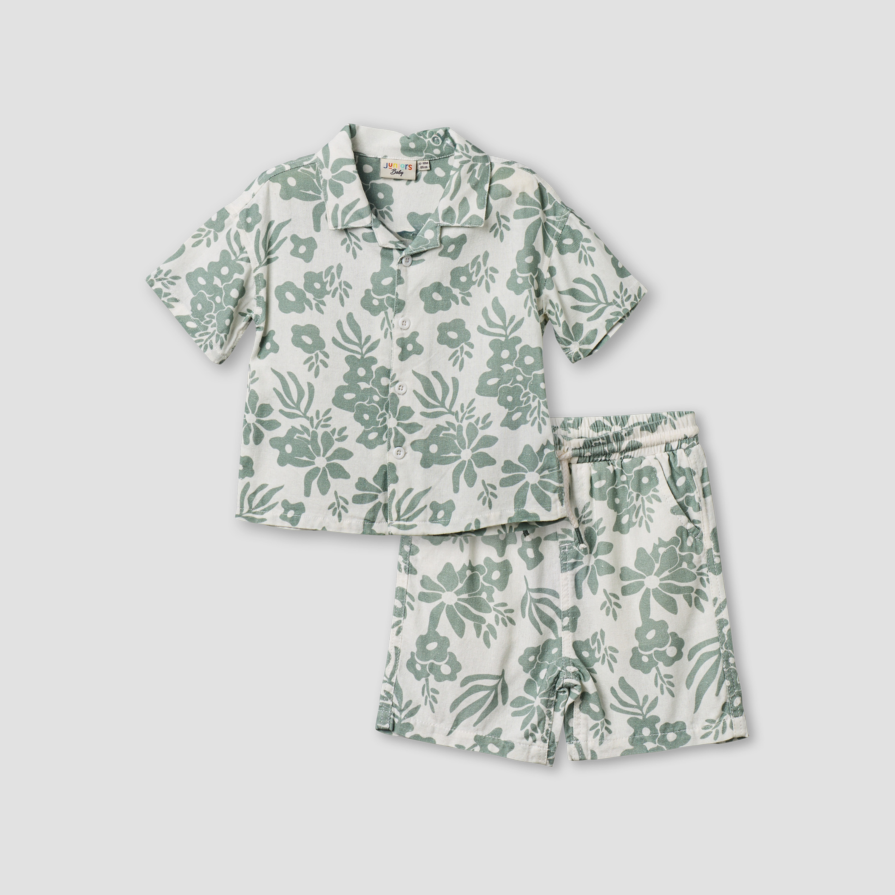 Juniors Collared Neck Short Sleeve Shirt and Shorts Set with Drawstring Closure-baby-boys-clothing-setsandcoords-image-1