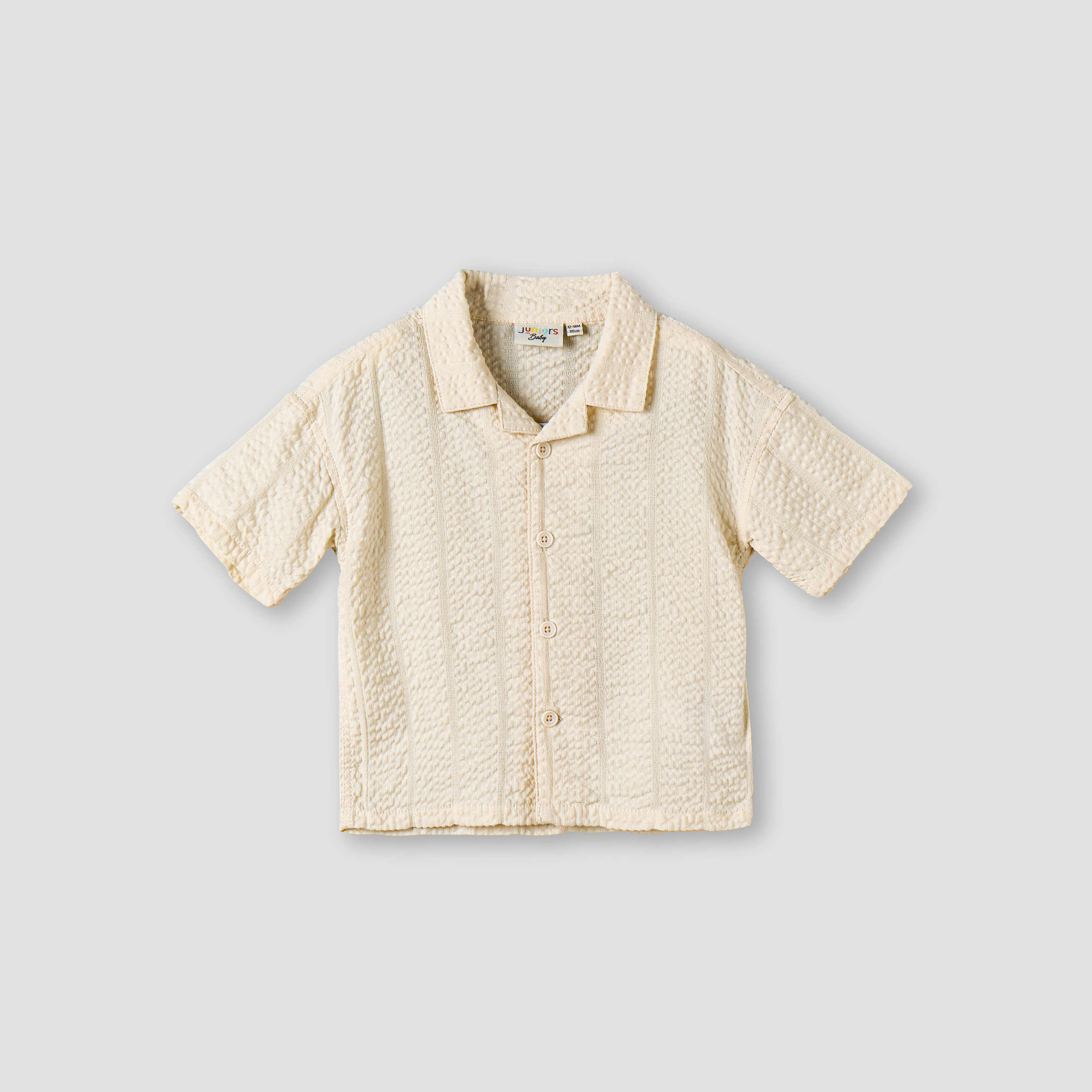 Juniors Camp Collar Short Sleeves Shirt and Shorts Set with Textured Design-baby-boys-clothing-setsandcoords-image-3