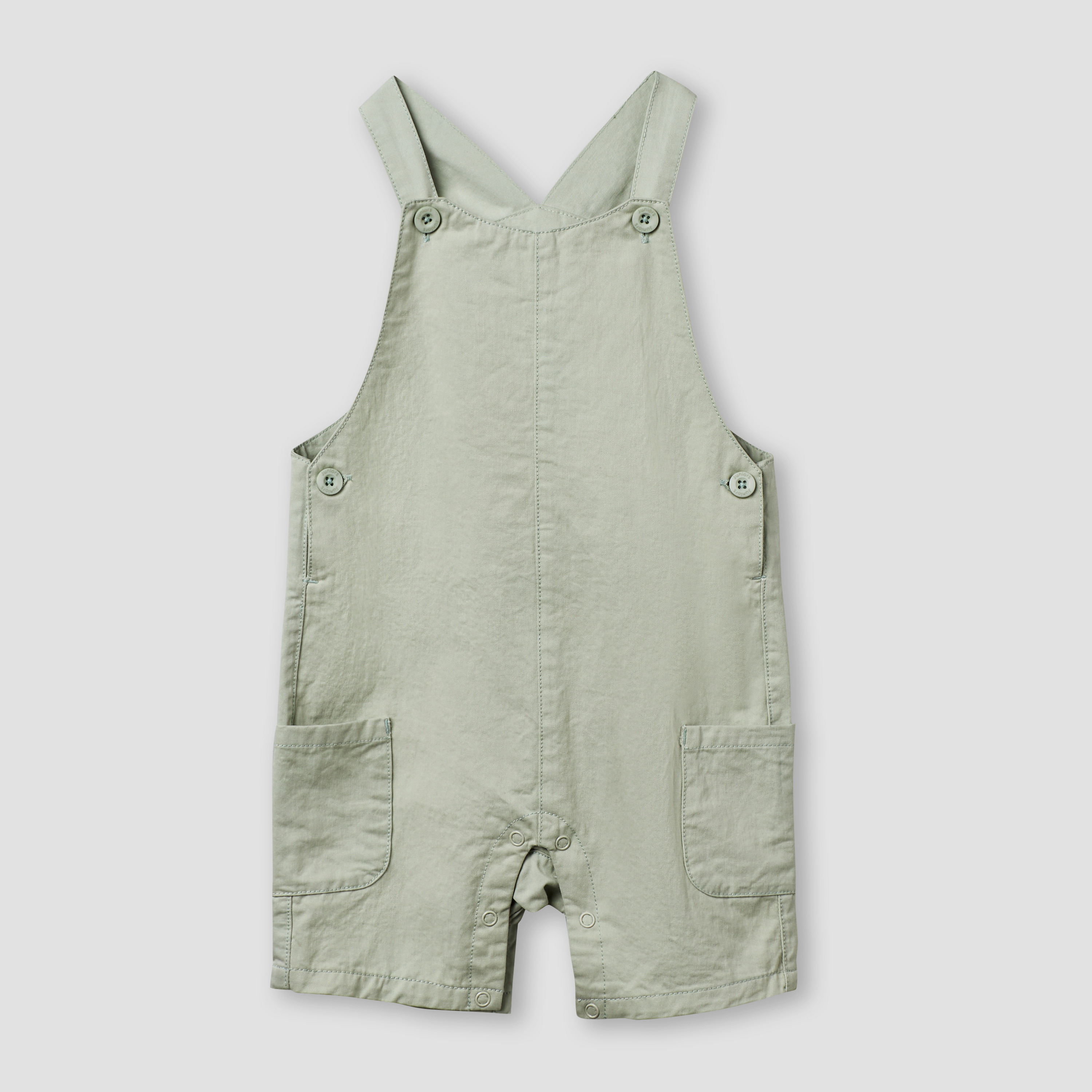 Juniors Mandarin Collar Short Sleeve Shirt and Dungaree Set with Pockets-baby-boys-clothing-setsandcoords-image-4