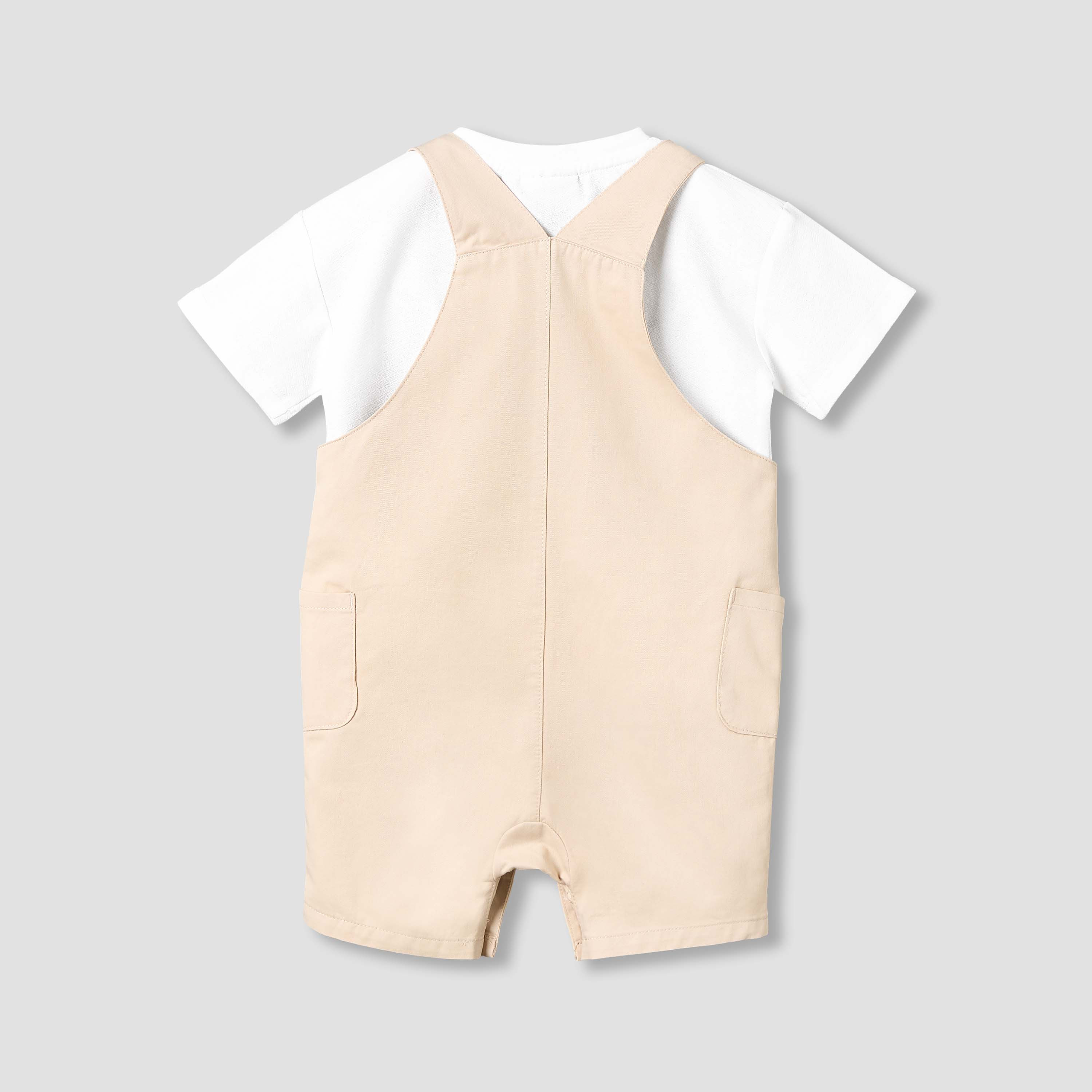 Juniors Crew Neck Short Sleeves T-shirt and Dungaree Set with Pockets-baby-boys-clothing-setsandcoords-image-4