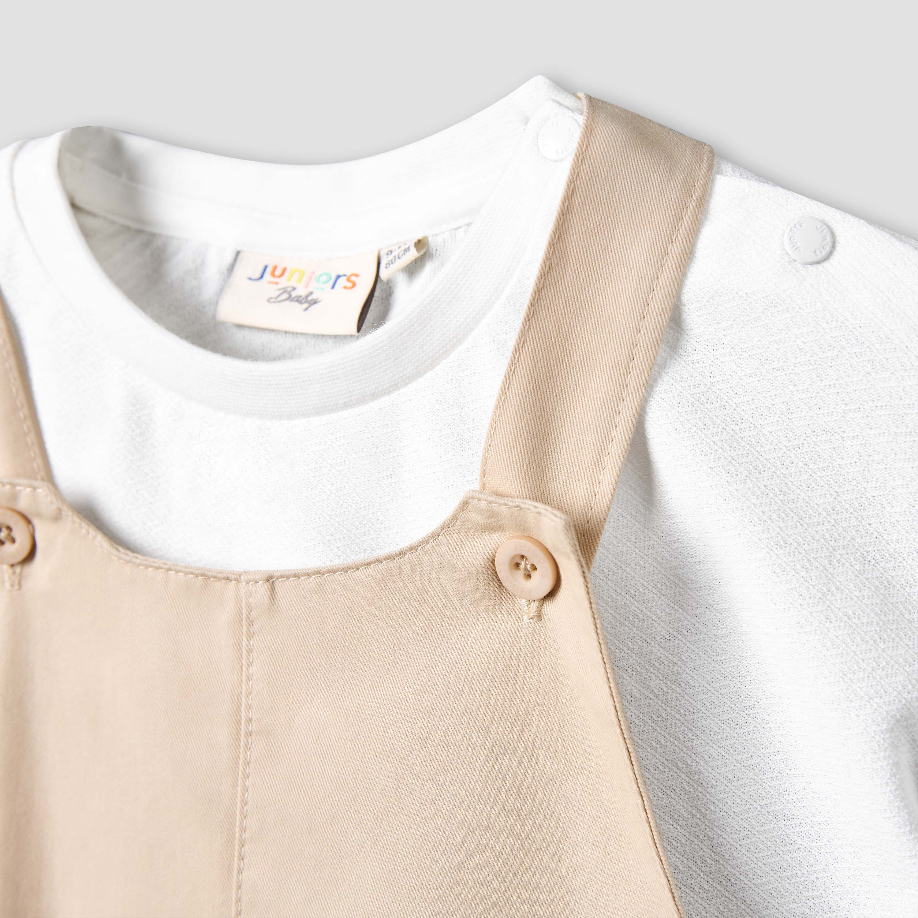 Juniors Crew Neck Short Sleeves T-shirt and Dungaree Set with Pockets-baby-boys-clothing-setsandcoords-image-5