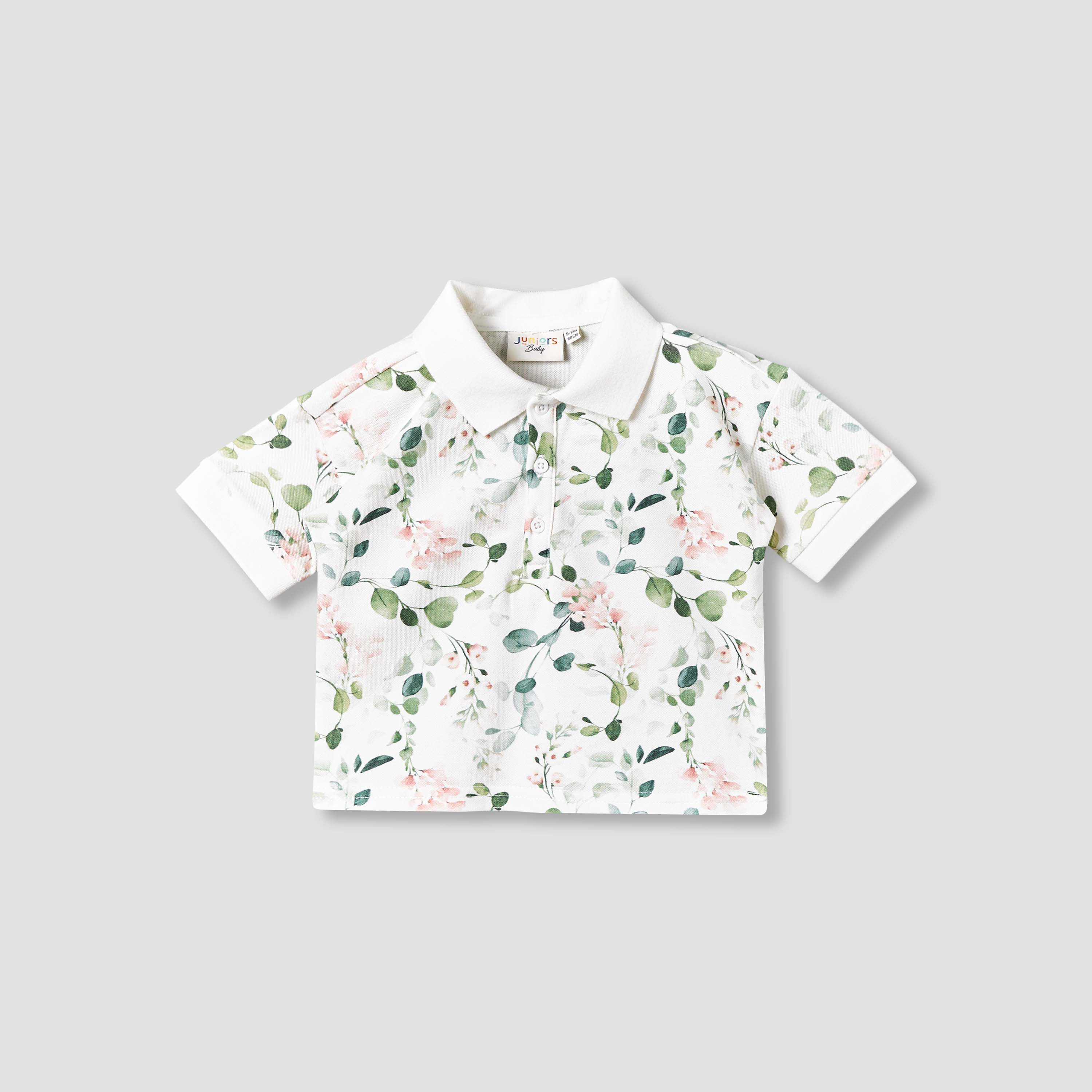 Juniors Collared Short Sleeves Polo T-shirt and Shorts Set with Floral Print-baby-boys-clothing-setsandcoords-image-3