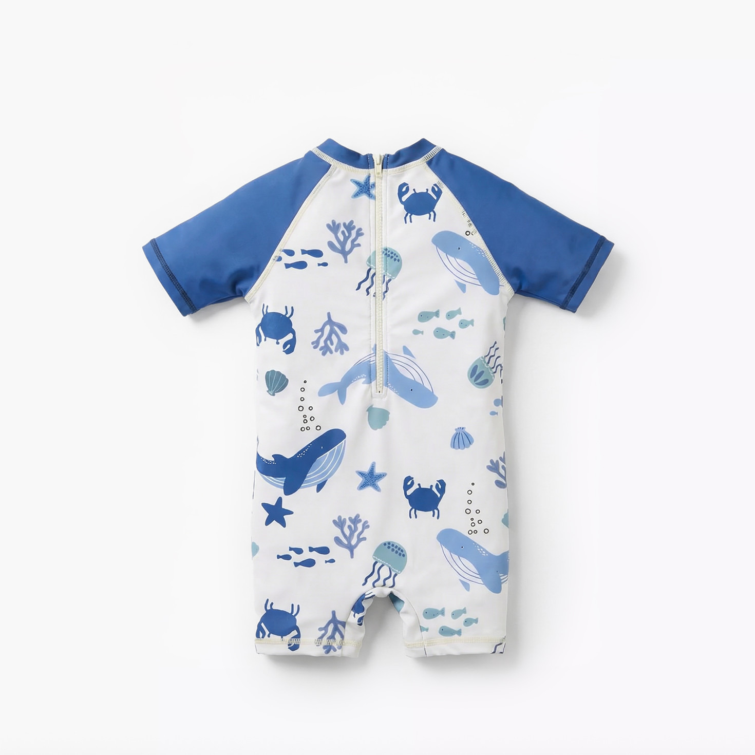 Juniors Round Neck Short Sleeves Swimsuit Set with Underwater Print-baby-boys-clothing-swimwear-image-3