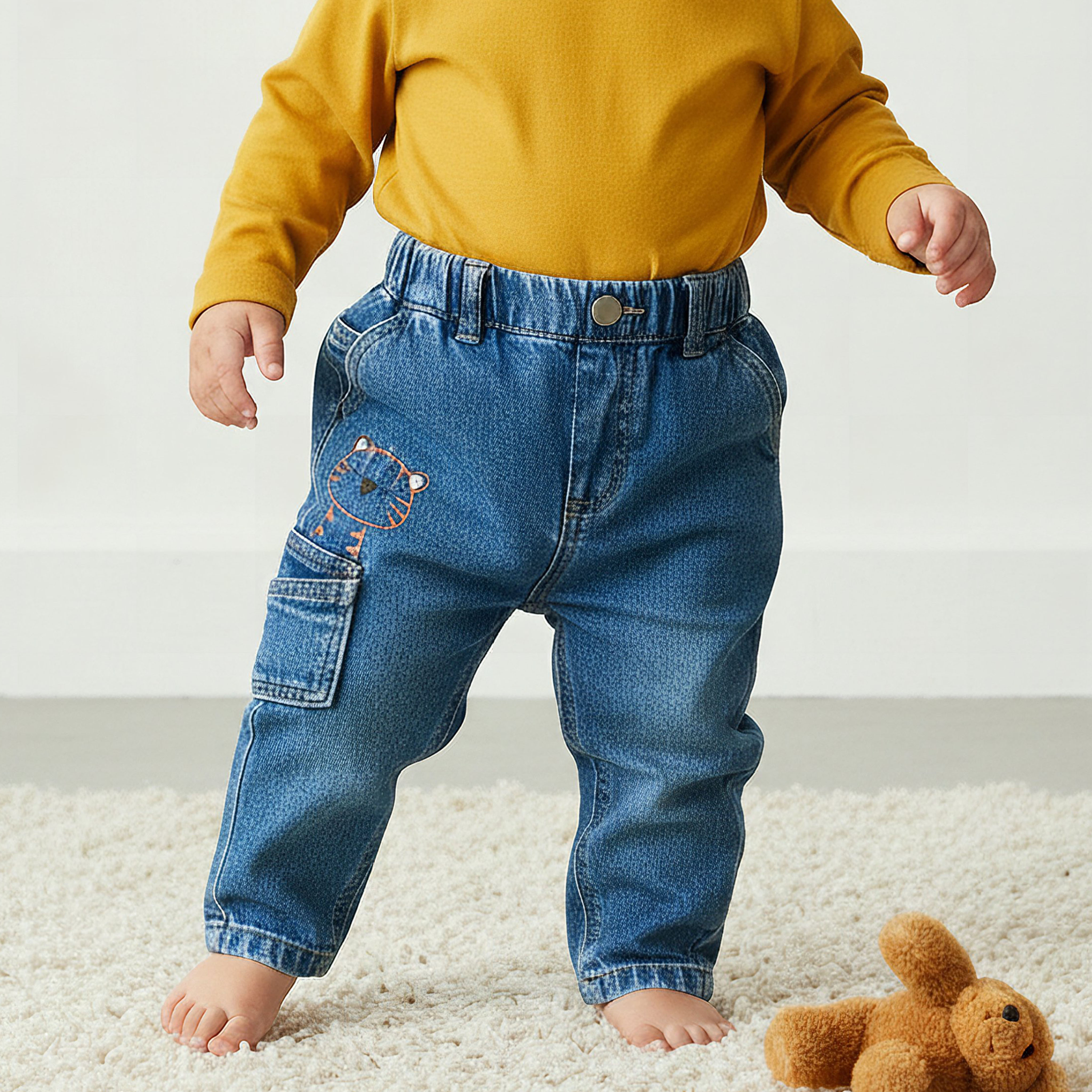 Juniors Jeans with Tiger Embroidery-baby-boys-clothing-bottoms-jeans-image-1