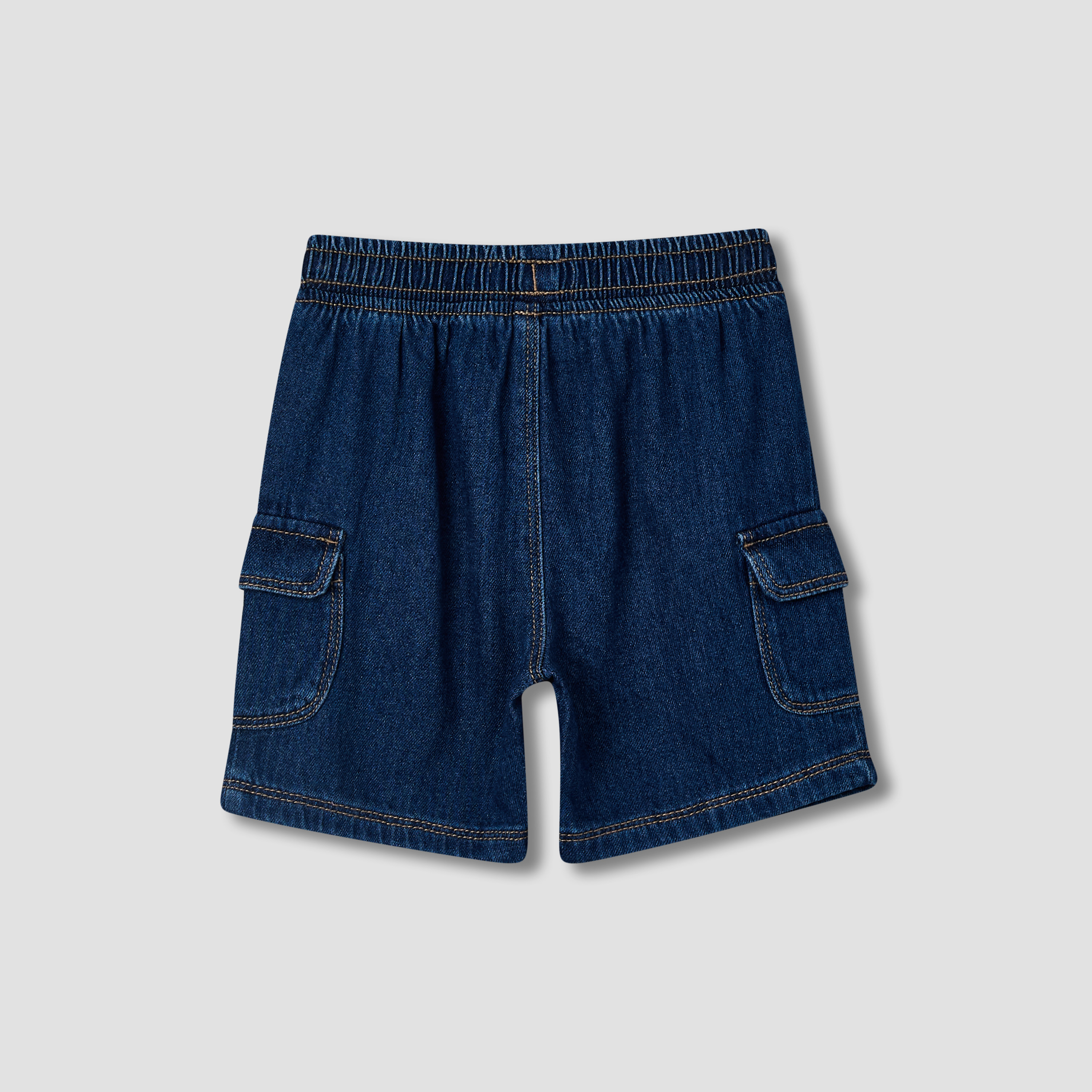 Juniors Drawstring Waist Denim Shorts with Cargo Pockets-baby-boys-clothing-bottoms-shorts-image-3