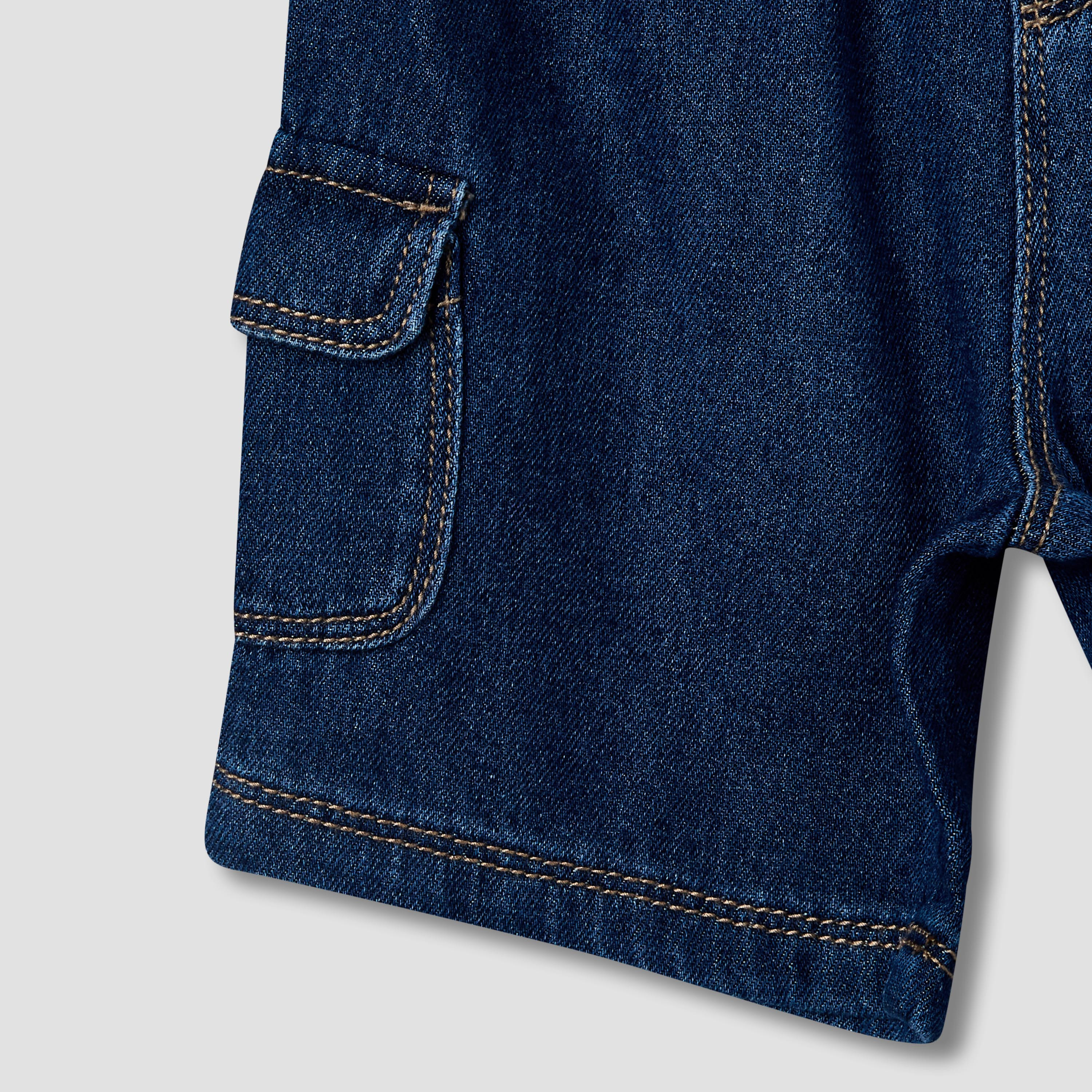 Juniors Drawstring Waist Denim Shorts with Cargo Pockets-baby-boys-clothing-bottoms-shorts-image-5