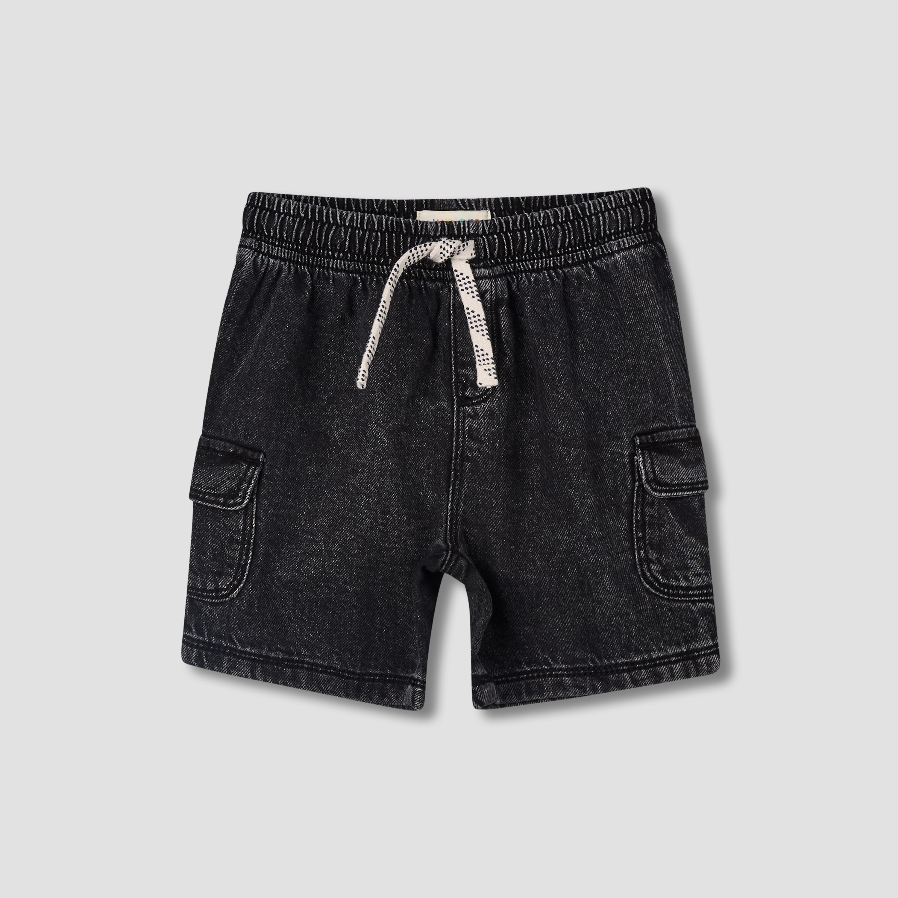 Juniors Drawstring Waist Denim Shorts with Cargo Pockets-baby-boys-clothing-bottoms-shorts-image-2