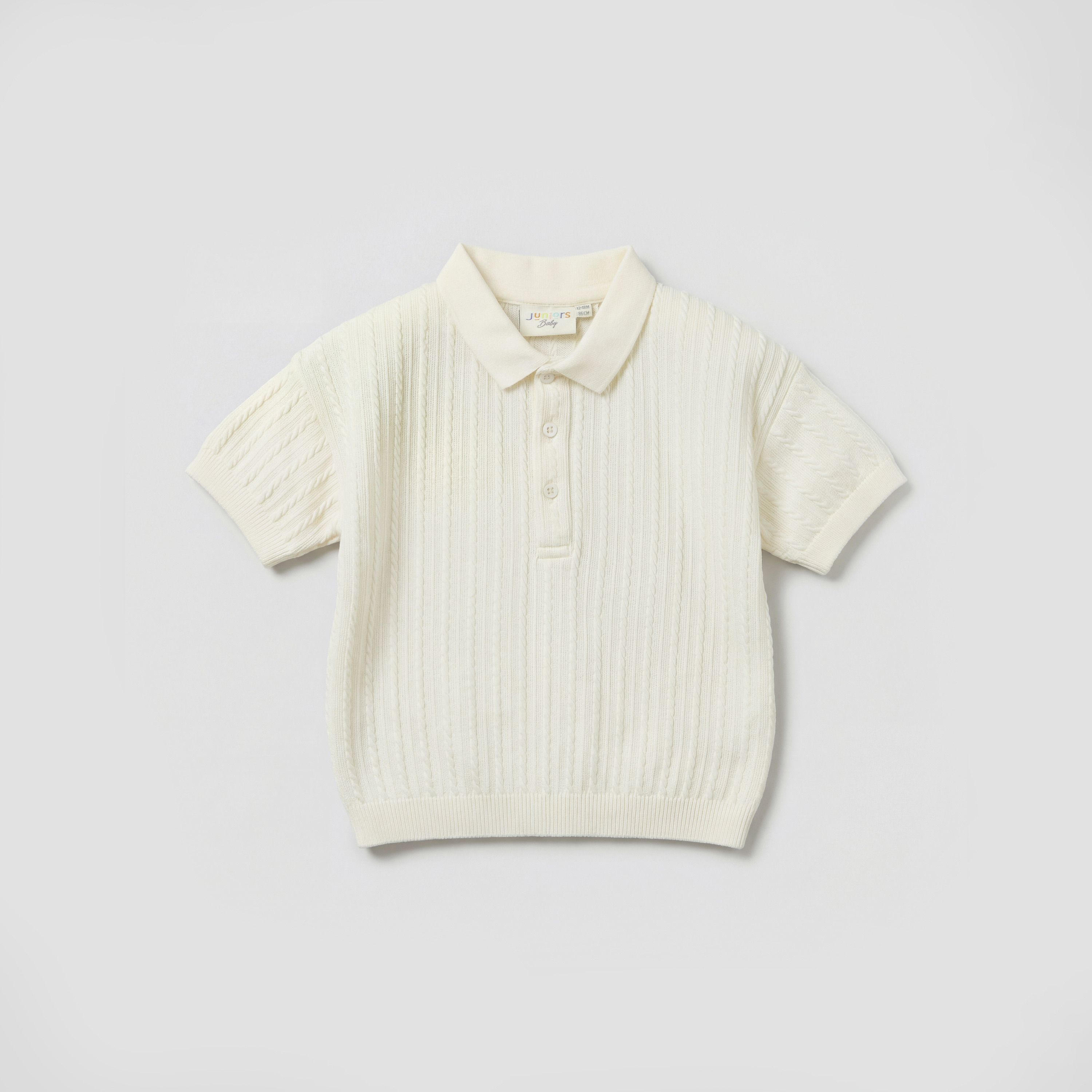 Juniors Short Sleeves Polo T-shirt with Texture-baby-boys-clothing-tshirtsandpolos-image-2